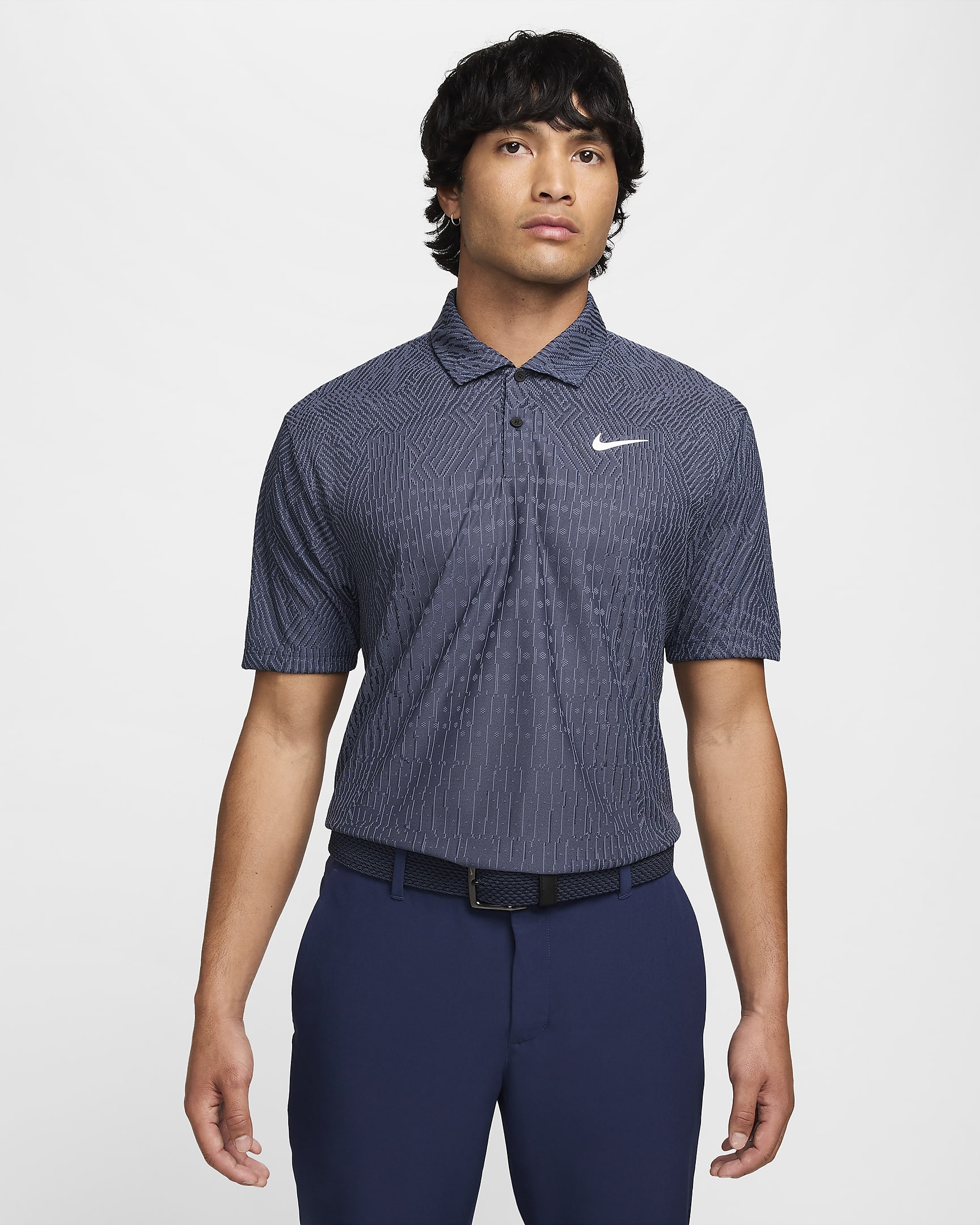 Polo de golfe Dri-FIT ADV Nike Tour para homem - Light Carbon/Armory Navy/Branco