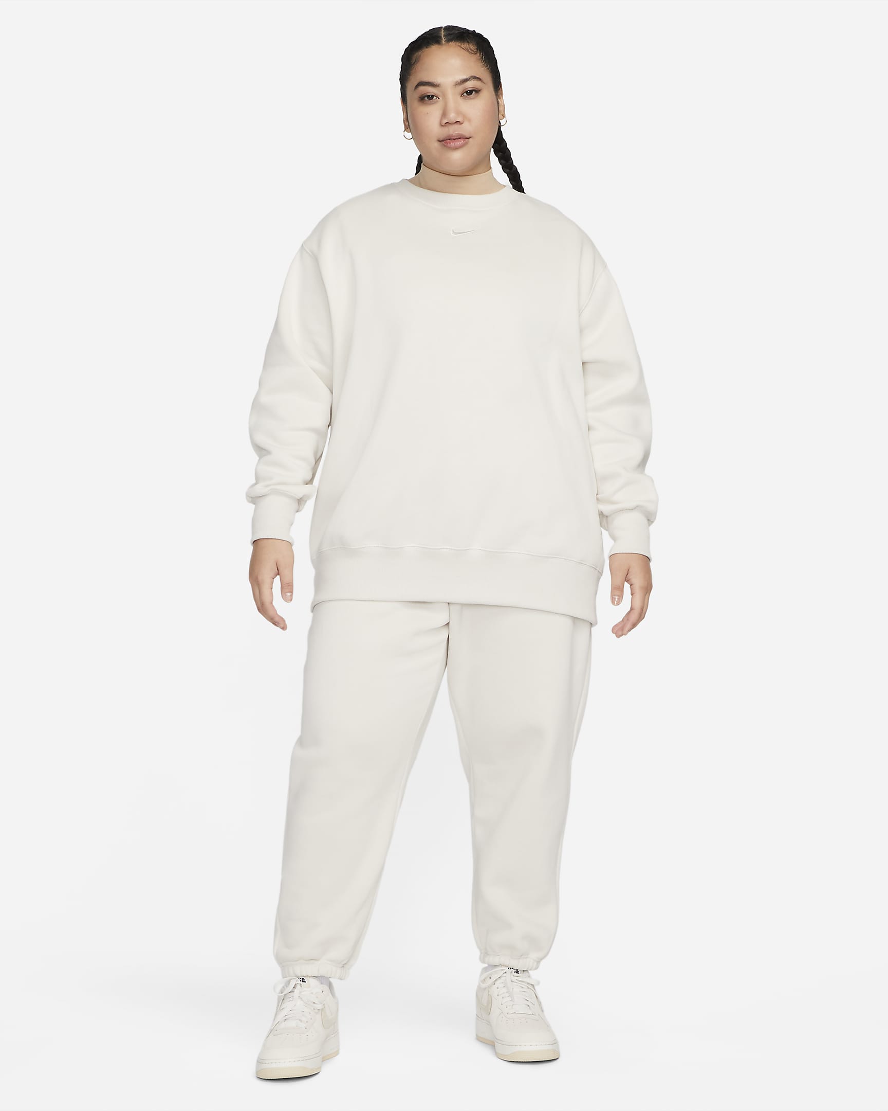 Nike Sportswear Phoenix Fleece ekstra store sweatpants med høyt liv til dame (Plus Size) - Light Orewood Brown/Sail