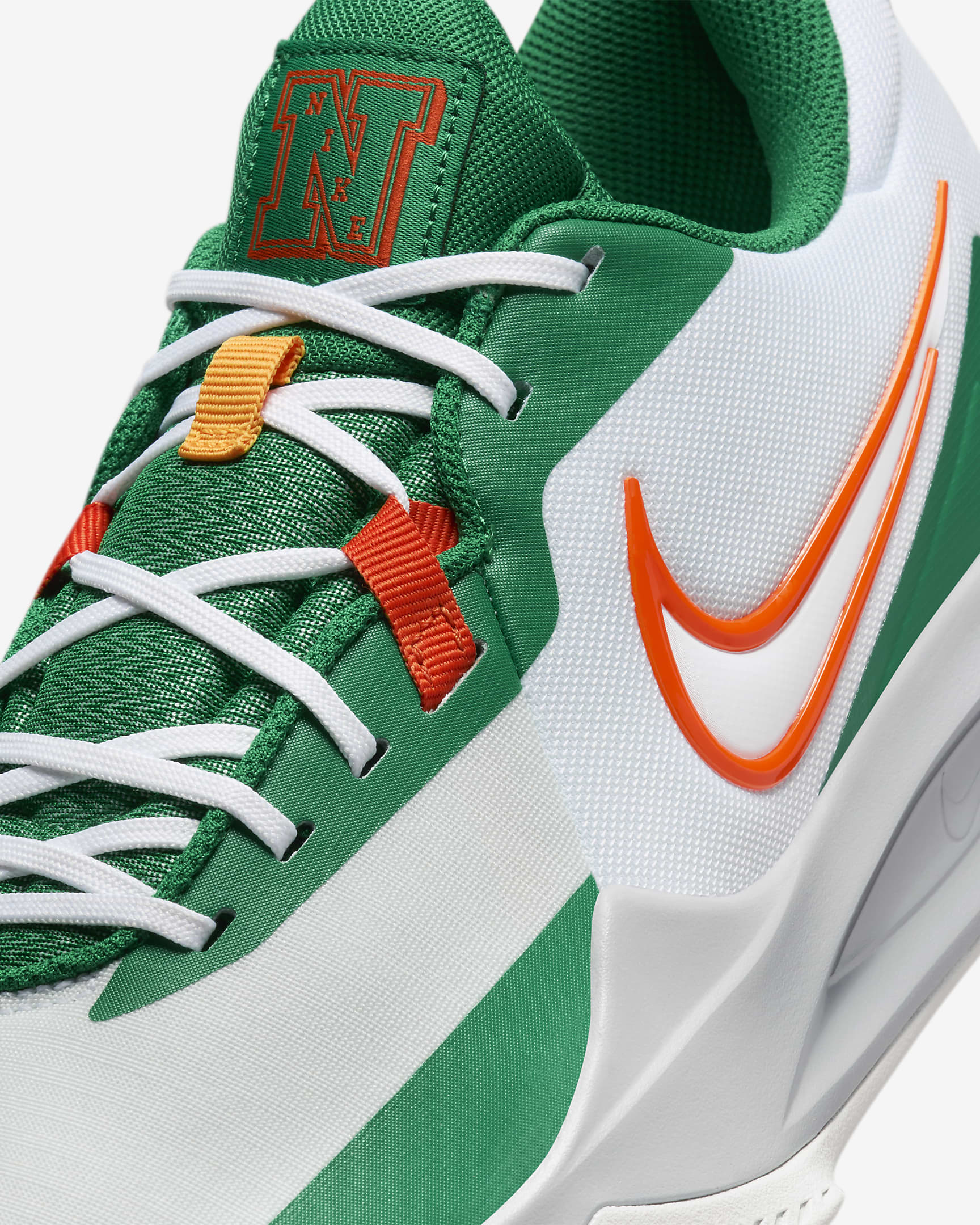 Nike Precision 6 Basketball Shoes - White/Malachite/Sundial/Safety Orange