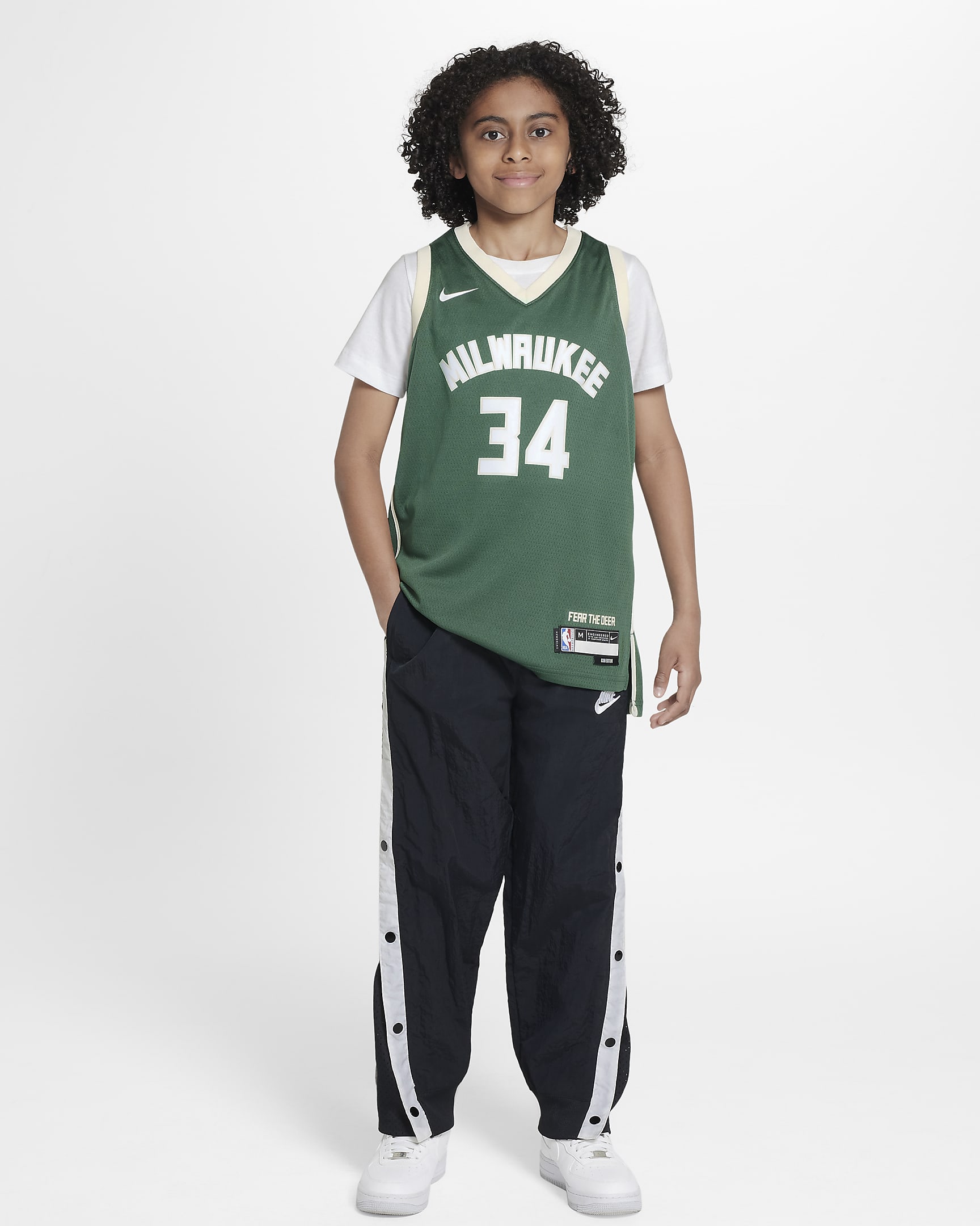 Milwaukee Bucks 2023/24 Icon Edition Older Kids' Nike NBA Swingman Jersey - Fir