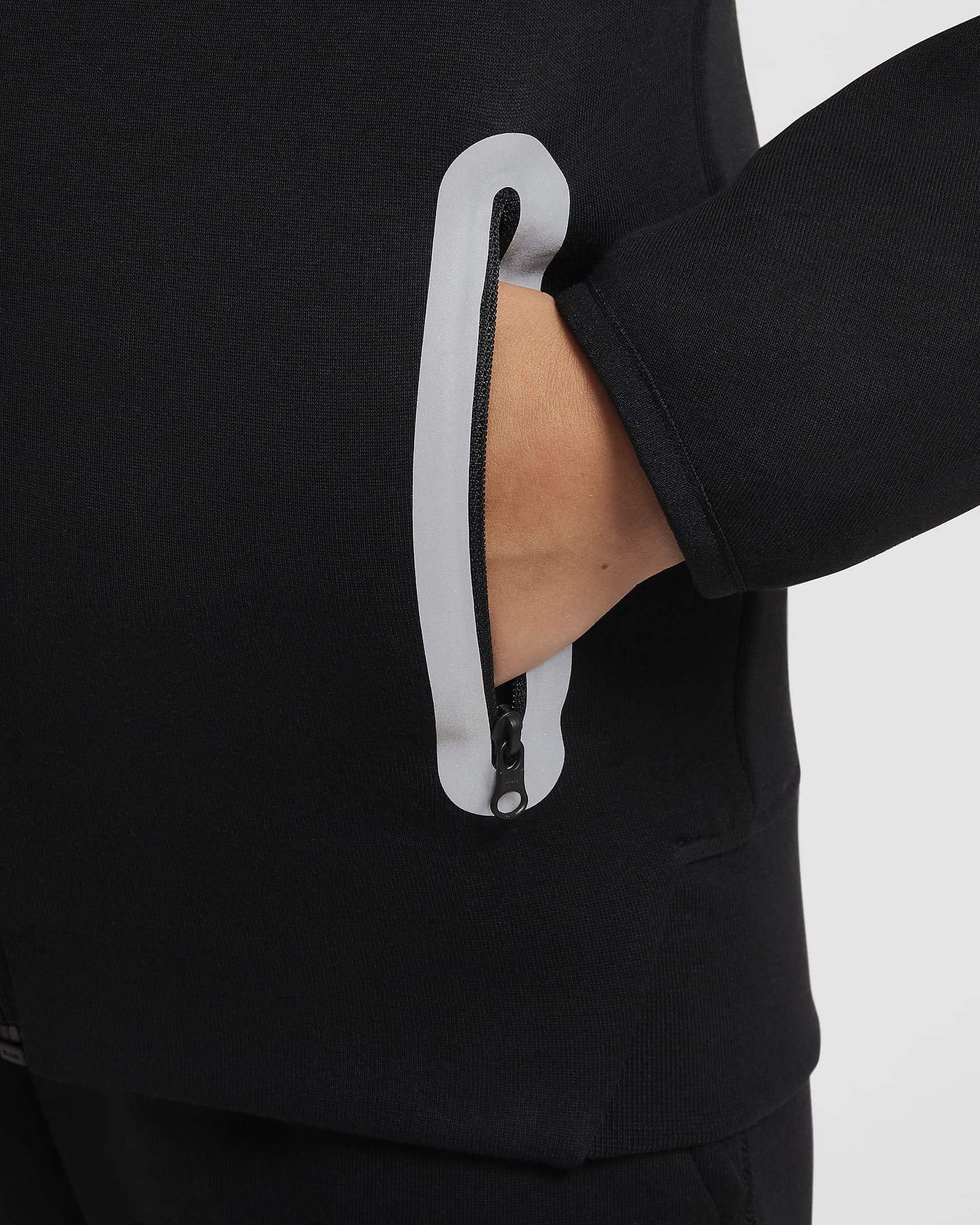 Nike Sportswear Tech Fleece Dessuadora amb caputxa, cremallera completa i disseny reflector - Nen - Negre