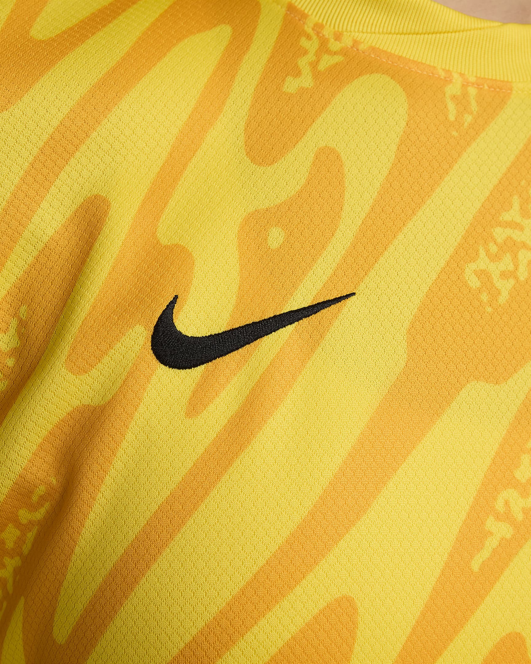 Equipació de porter Stadium FFF 2024 Samarreta de futbol de rèplica Nike Dri-FIT - Dona - Tour Yellow/University Gold/Negre