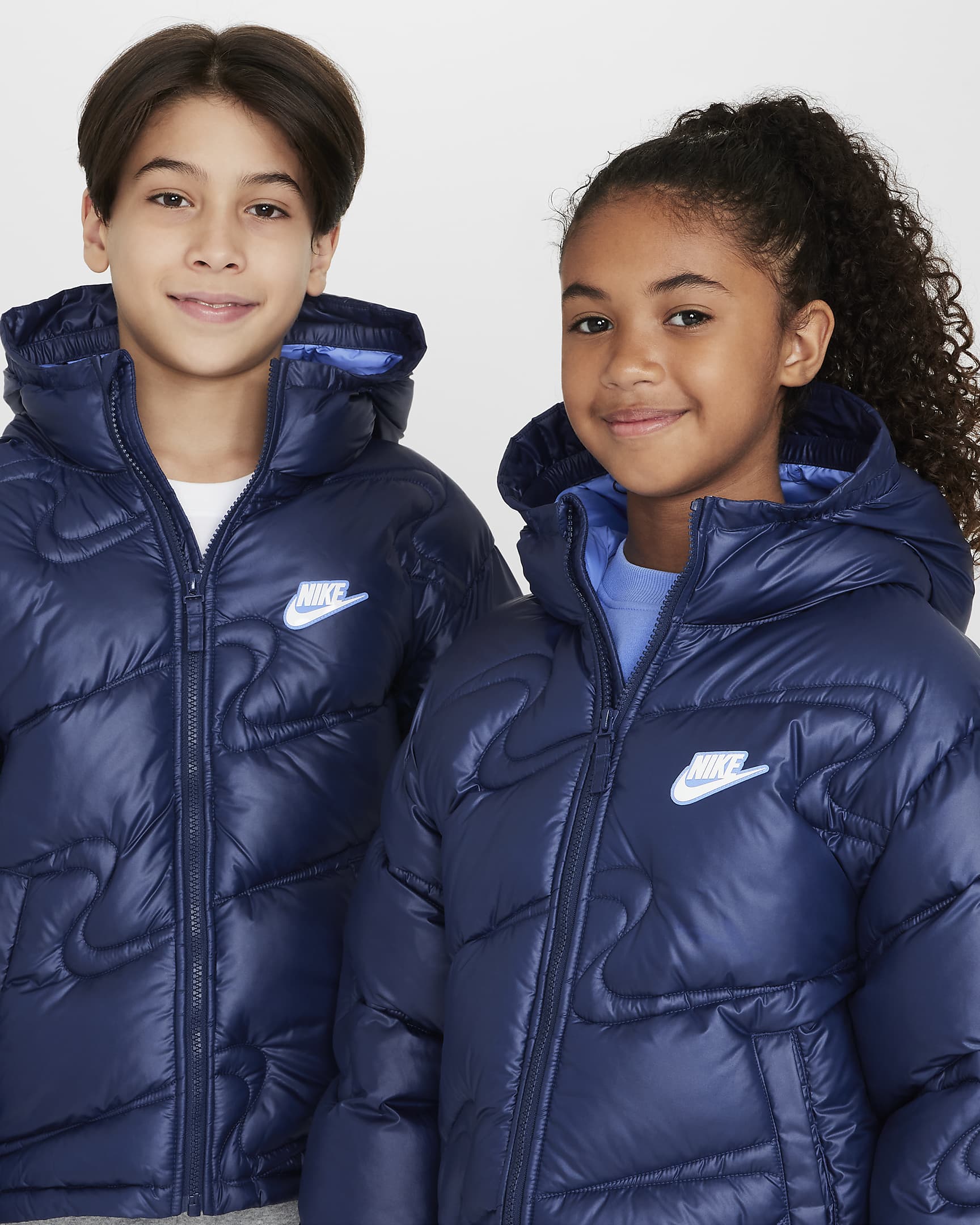 Nike Sportswear Therma-FIT Repel Heavyweight Synthetic Fill Big Kids' Loose Jacket - Midnight Navy/Royal Pulse/White