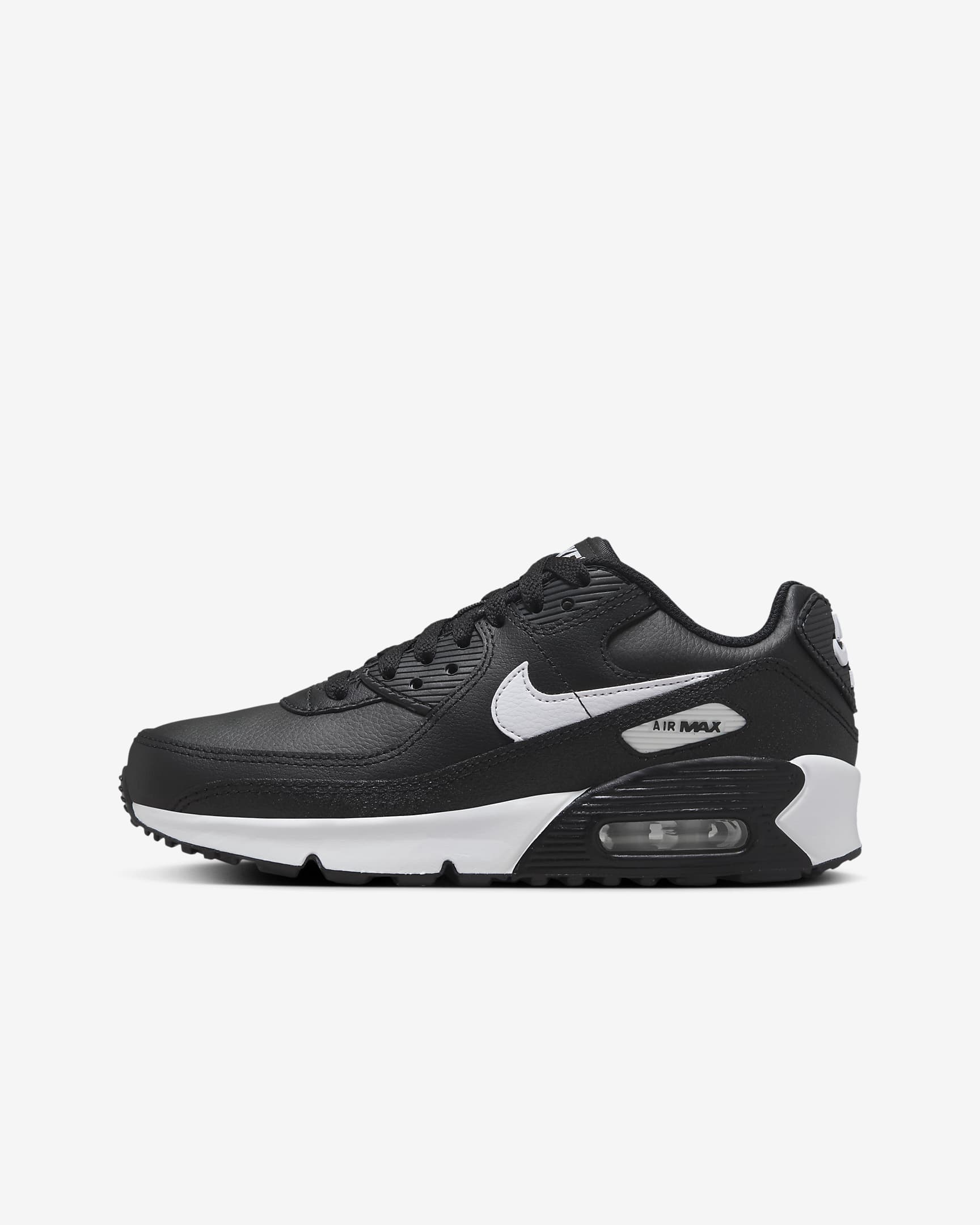 Nike Air Max 90 Big Kids' Shoes - Black/Black/White