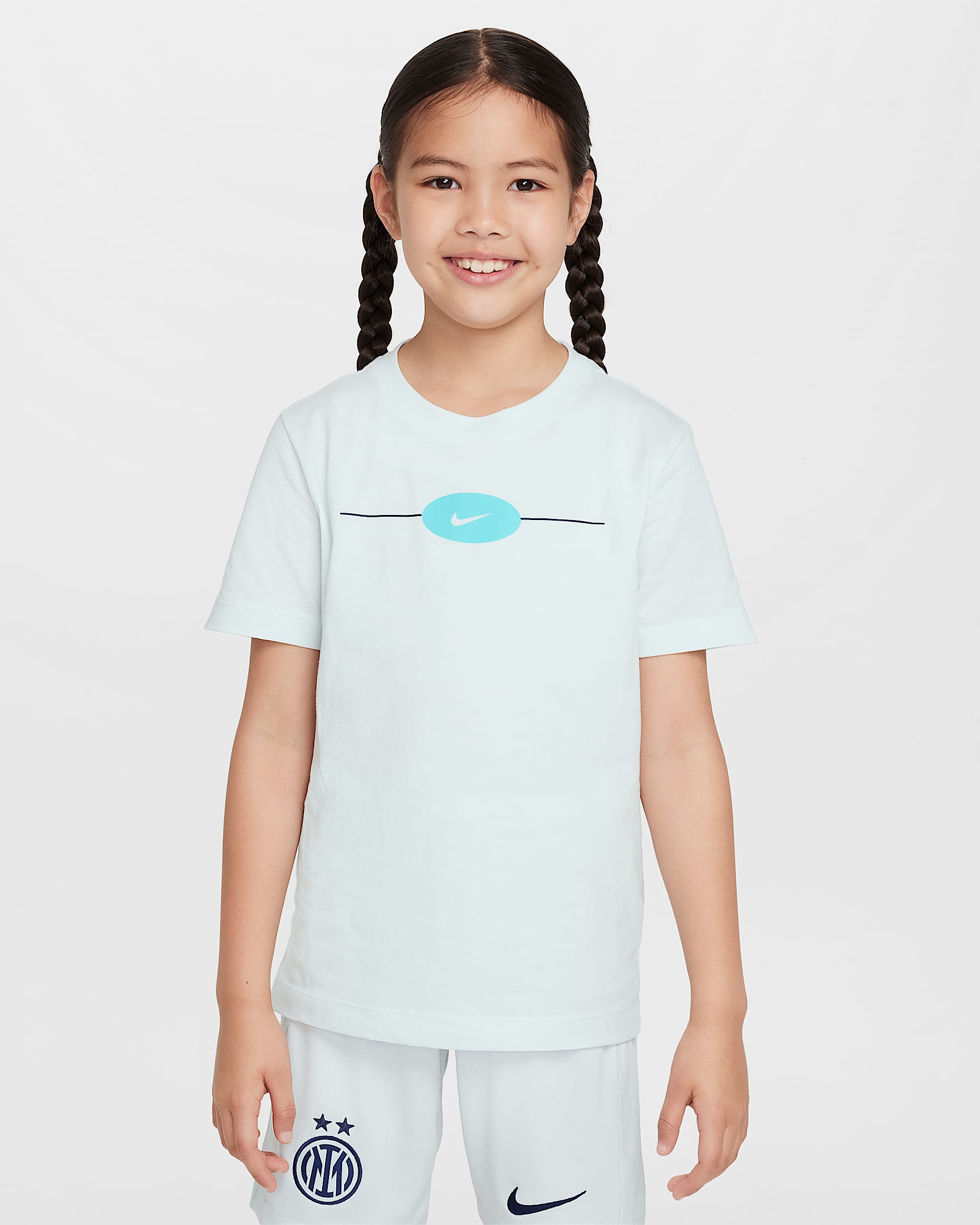 Inter Milan Nike Football T-skjorte til store barn - Ghost Aqua