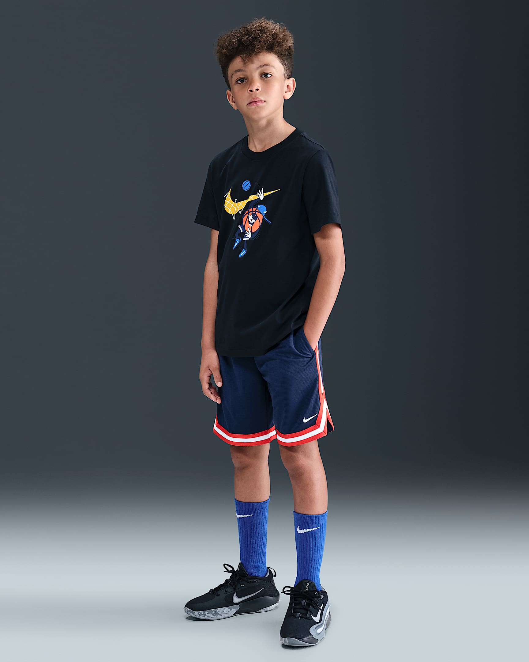 Nike Dri-FIT DNA Older Kids' (Boys') Basketball Shorts - Midnight Navy/White