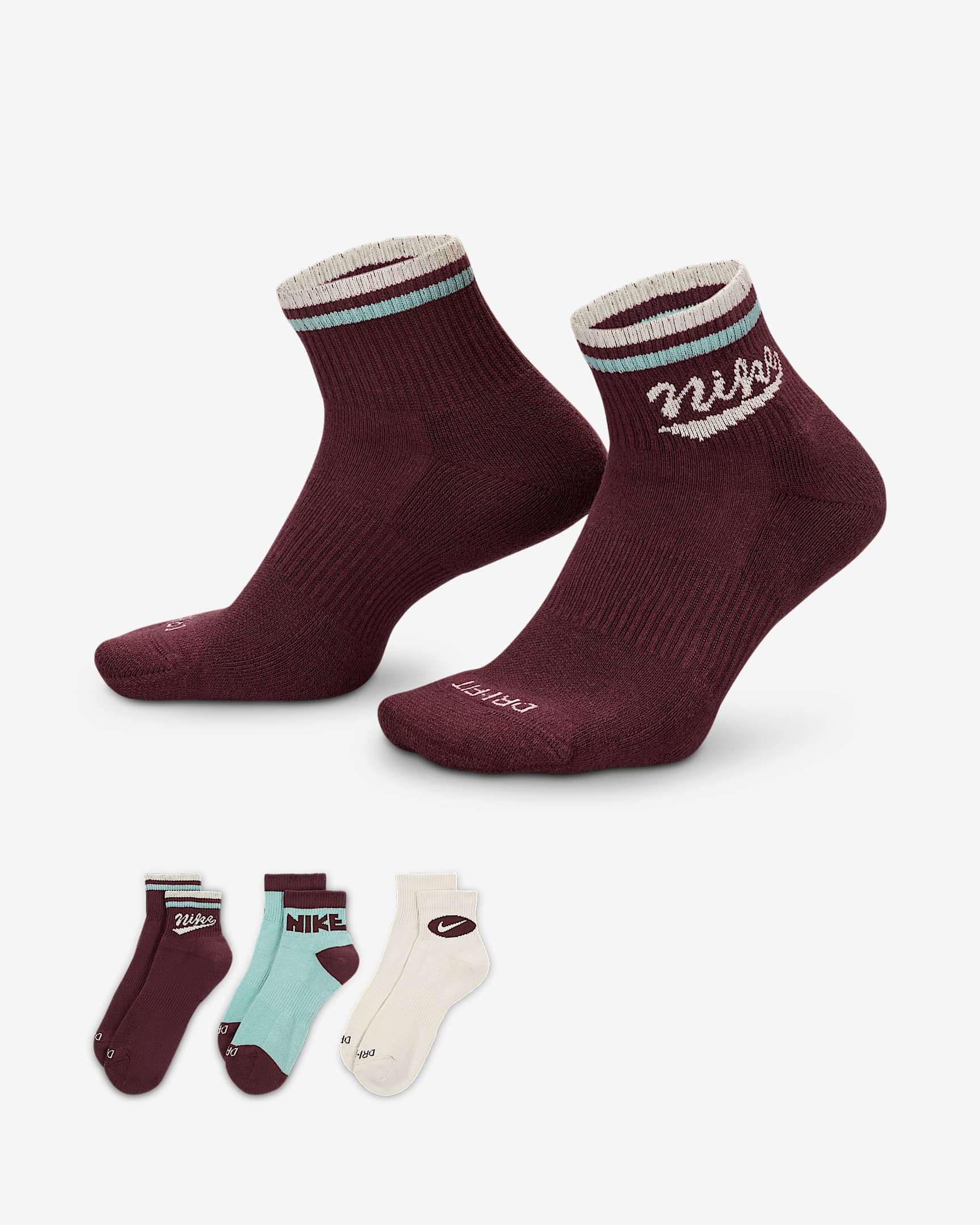 Calcetines al tobillo Nike Everyday Plus (3 pares) - Multicolor