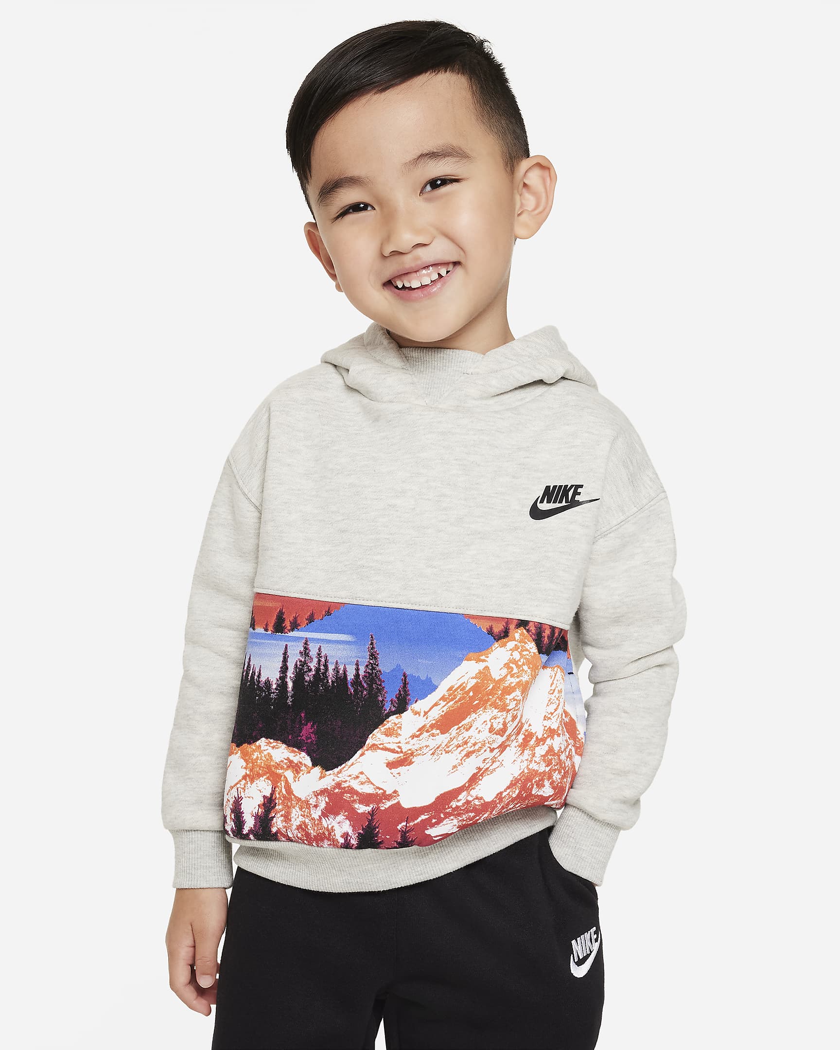 Nike Sportswear Snow Day Fleece Printed Pullover Toddler Hoodie - Grey Heather