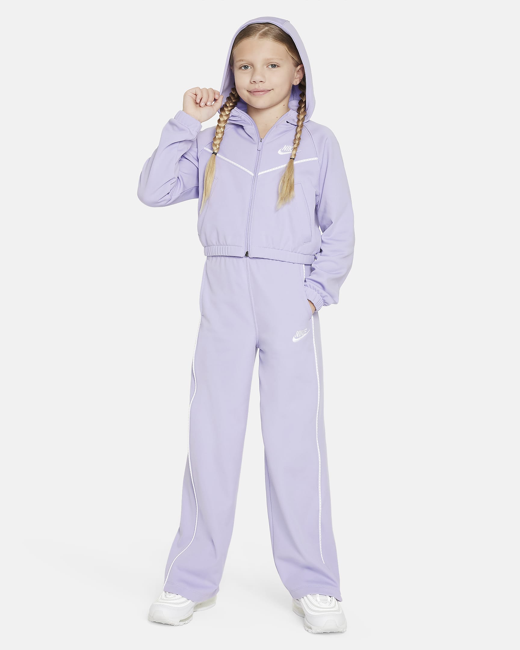 Tepláková souprava Nike Sportswear pro větší děti (dívky) - Hydrangeas/Hydrangeas/Bílá/Bílá