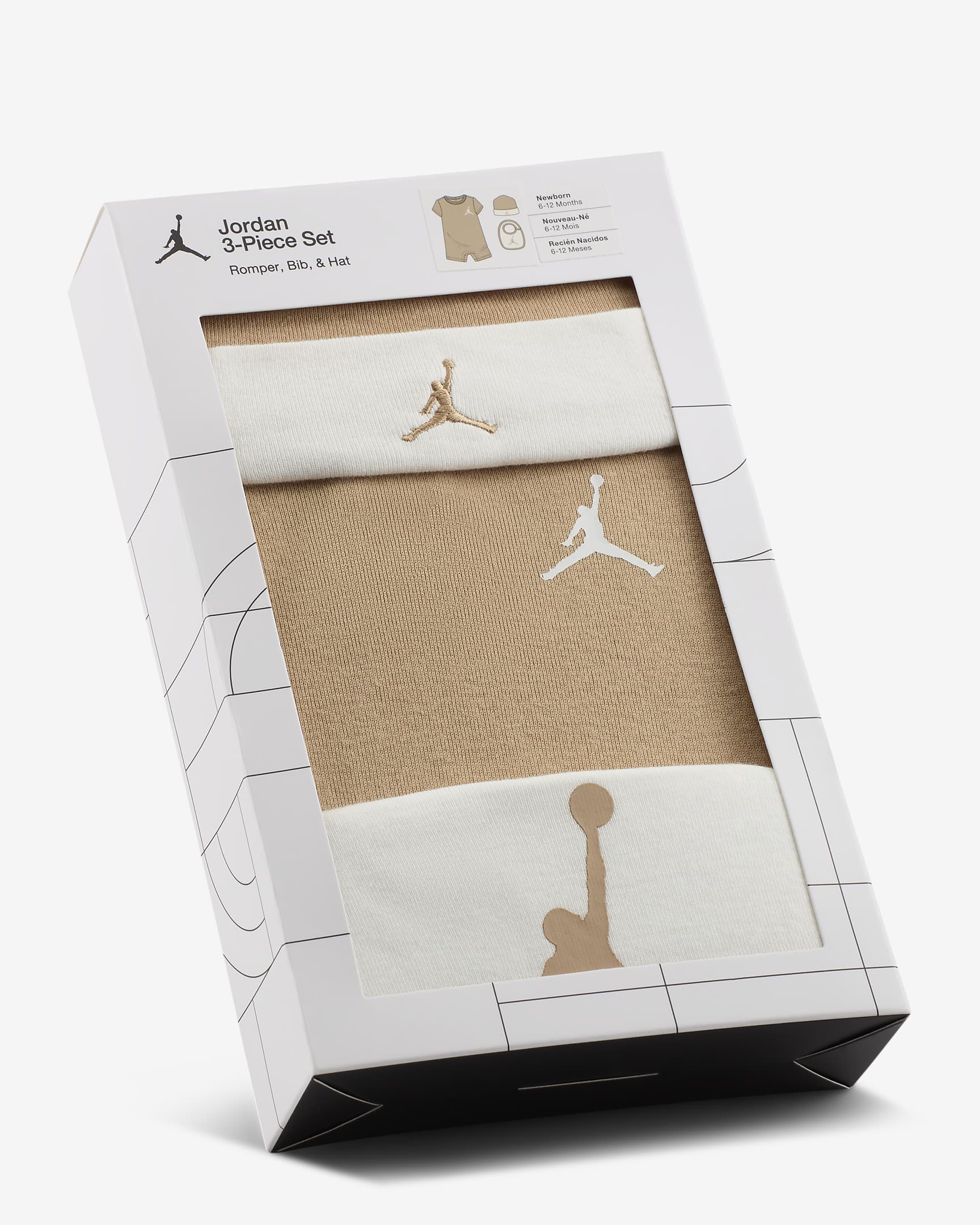 Jordan Jumpman Baby 3-Piece Romper Set - Hemp