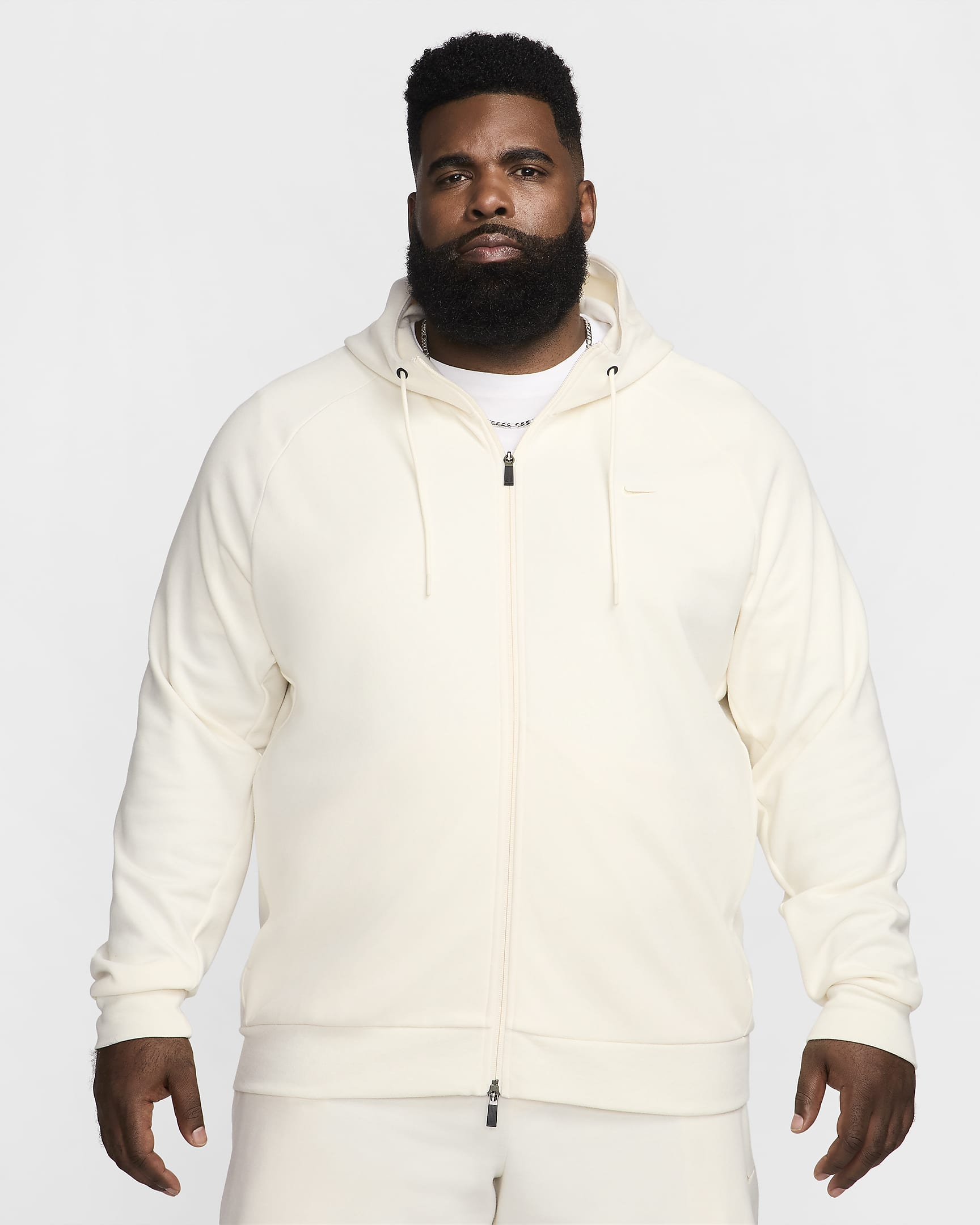 Nike Primary vielseitige Dri-FIT UV Kapuzenjacke mit durchgehendem Reißverschluss (Herren) - Pale Ivory/Pale Ivory