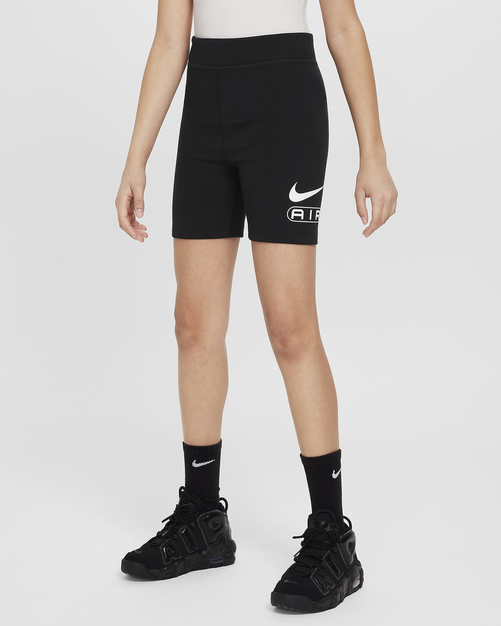 Nike Air sykkelshorts til jente - Svart/Hvit