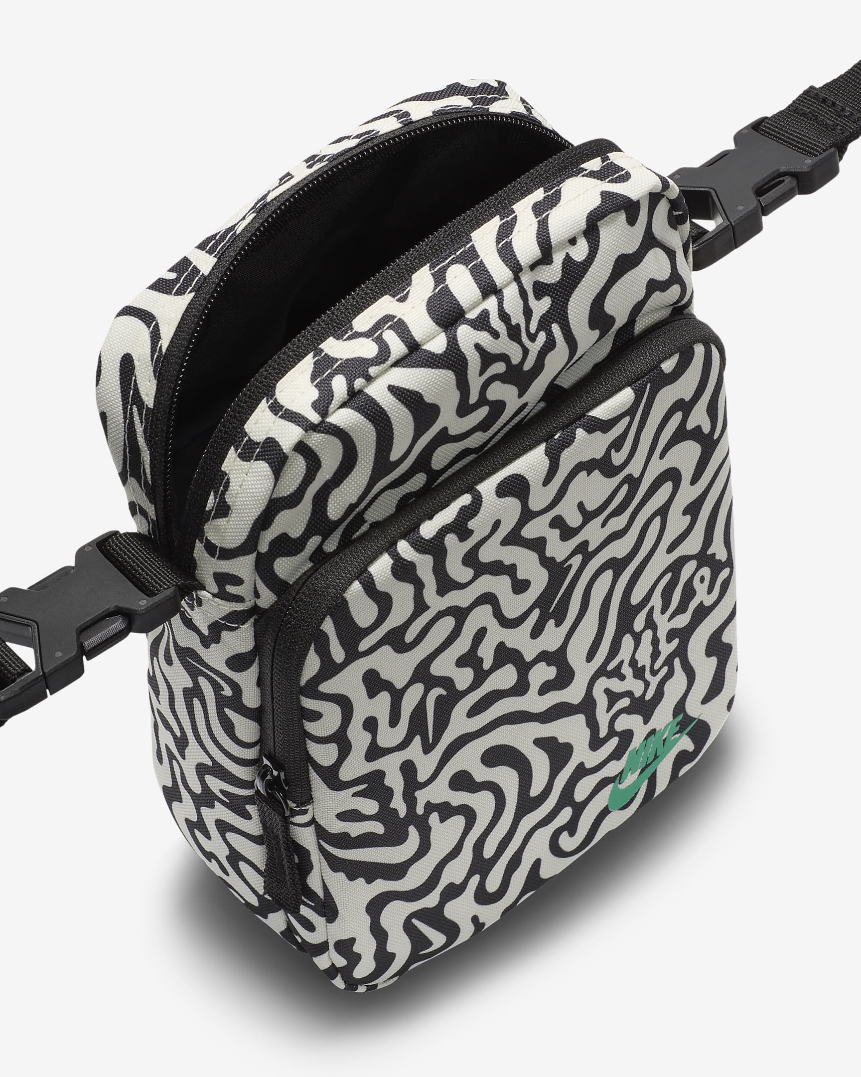 Bolsa bandolera Nike Heritage (4 L) - Negro/Leche de coco/Verde estadio