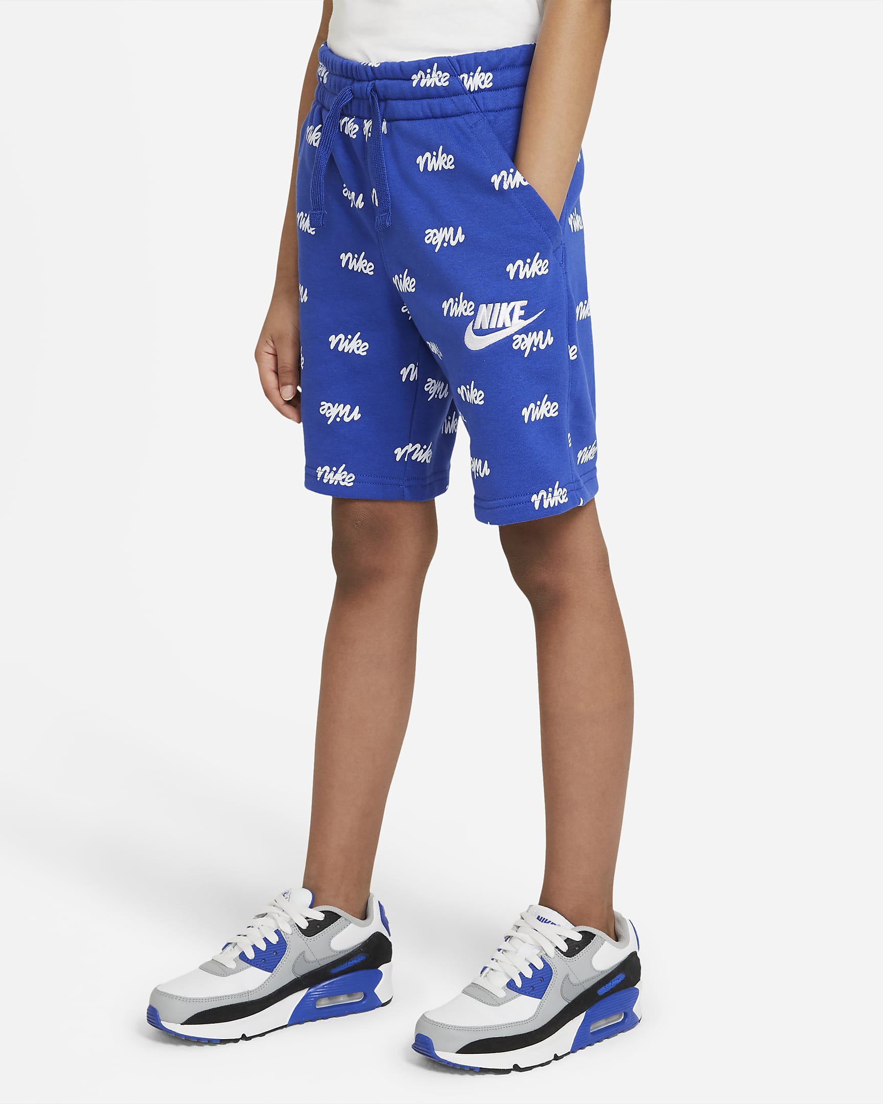 Nike Sportswear Big Kids' (Boys') Fleece Printed Shorts - Game Royal/White
