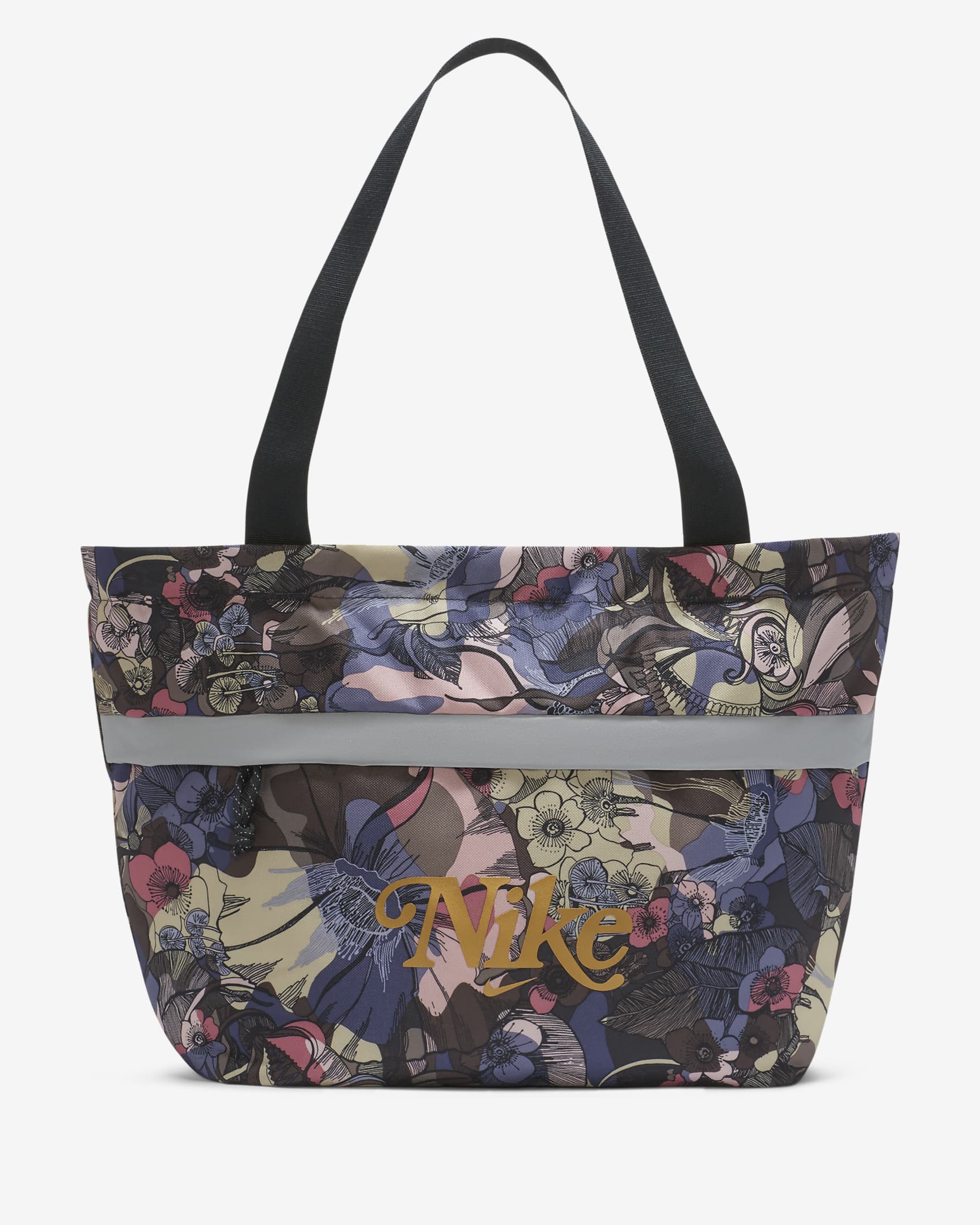Nike Tanjun Kids' Printed Tote - Off Noir/Off Noir/Metallic Gold
