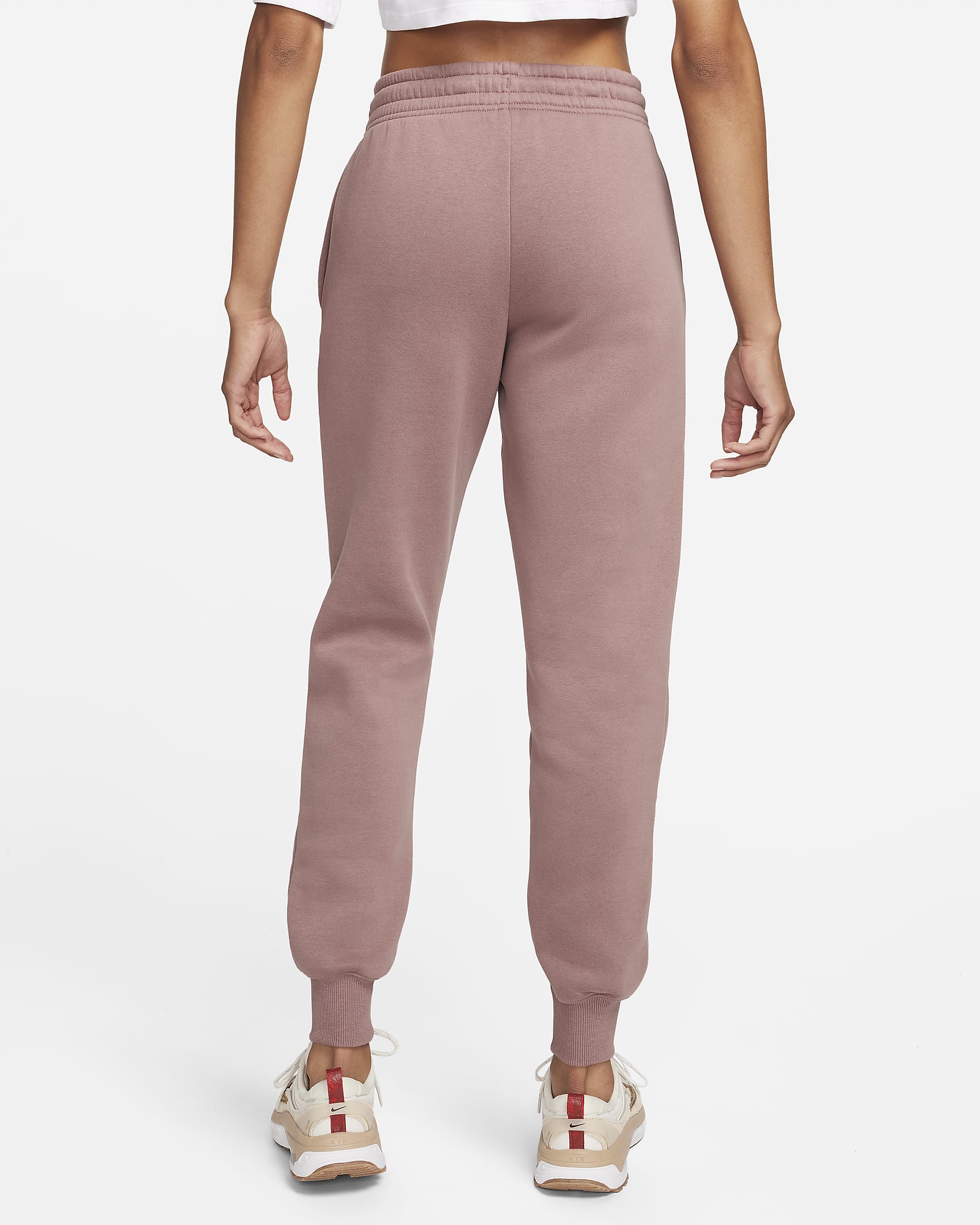 Pantalon de survêtement taille mi-haute Nike Sportswear Phoenix Fleece pour femme - Smokey Mauve/Noir