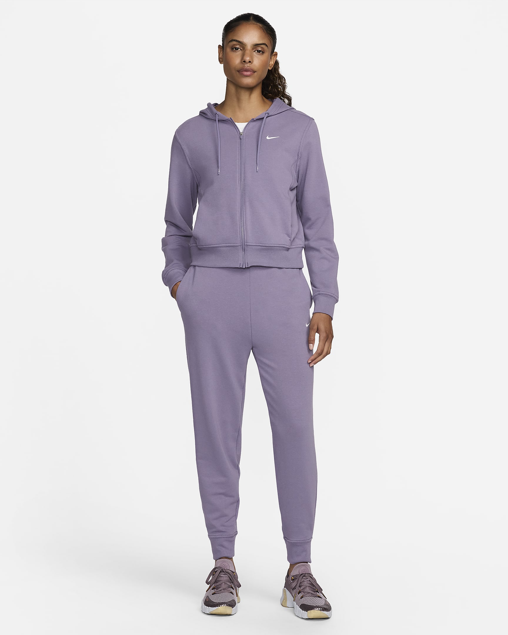 Nike Dri-FIT One Women's Full-Zip French Terry Hoodie - Daybreak/White