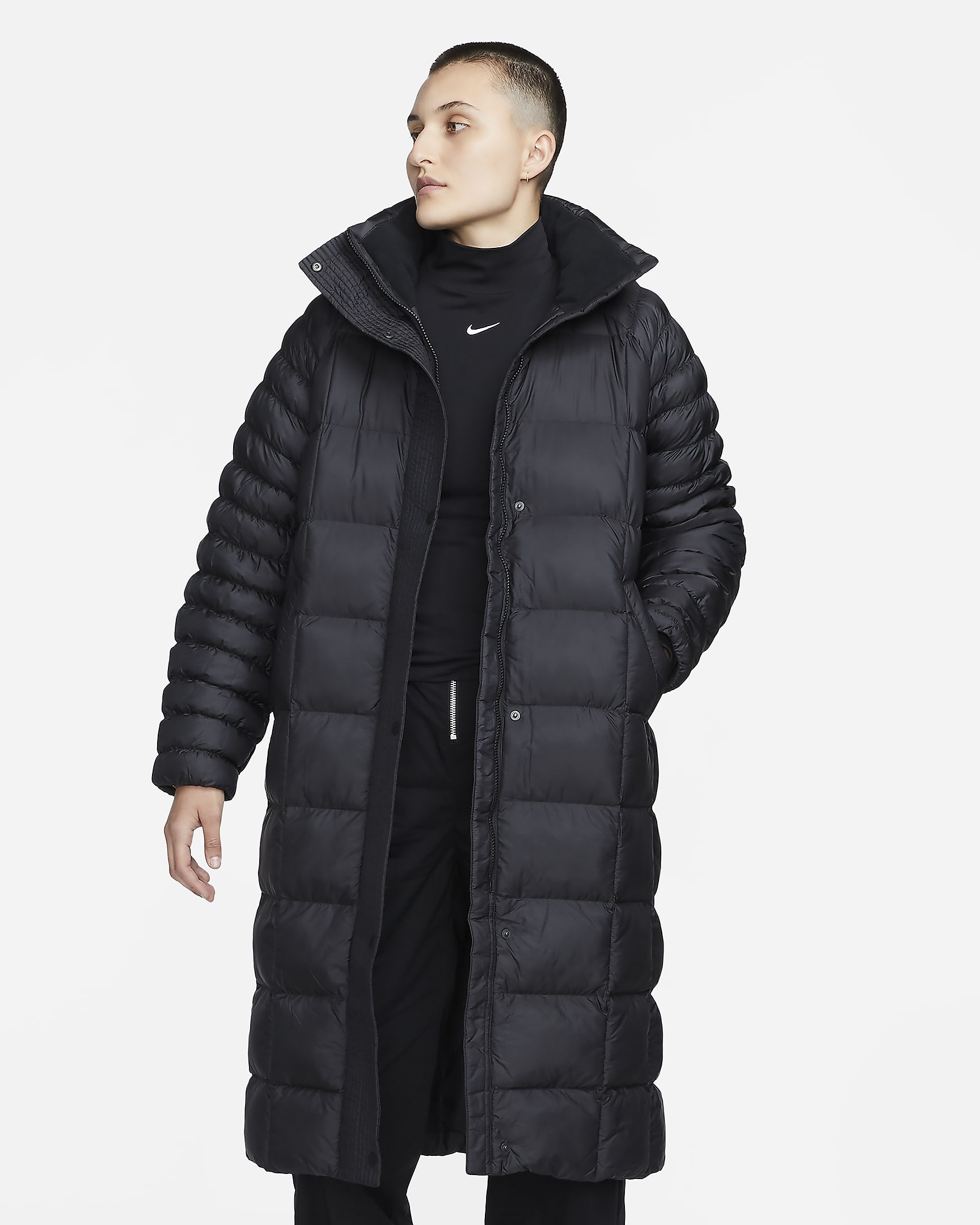 Nike Sportswear Swoosh Puffer PrimaLoft® Therma-FIT Oversize-Parka für Damen - Schwarz/Weiß