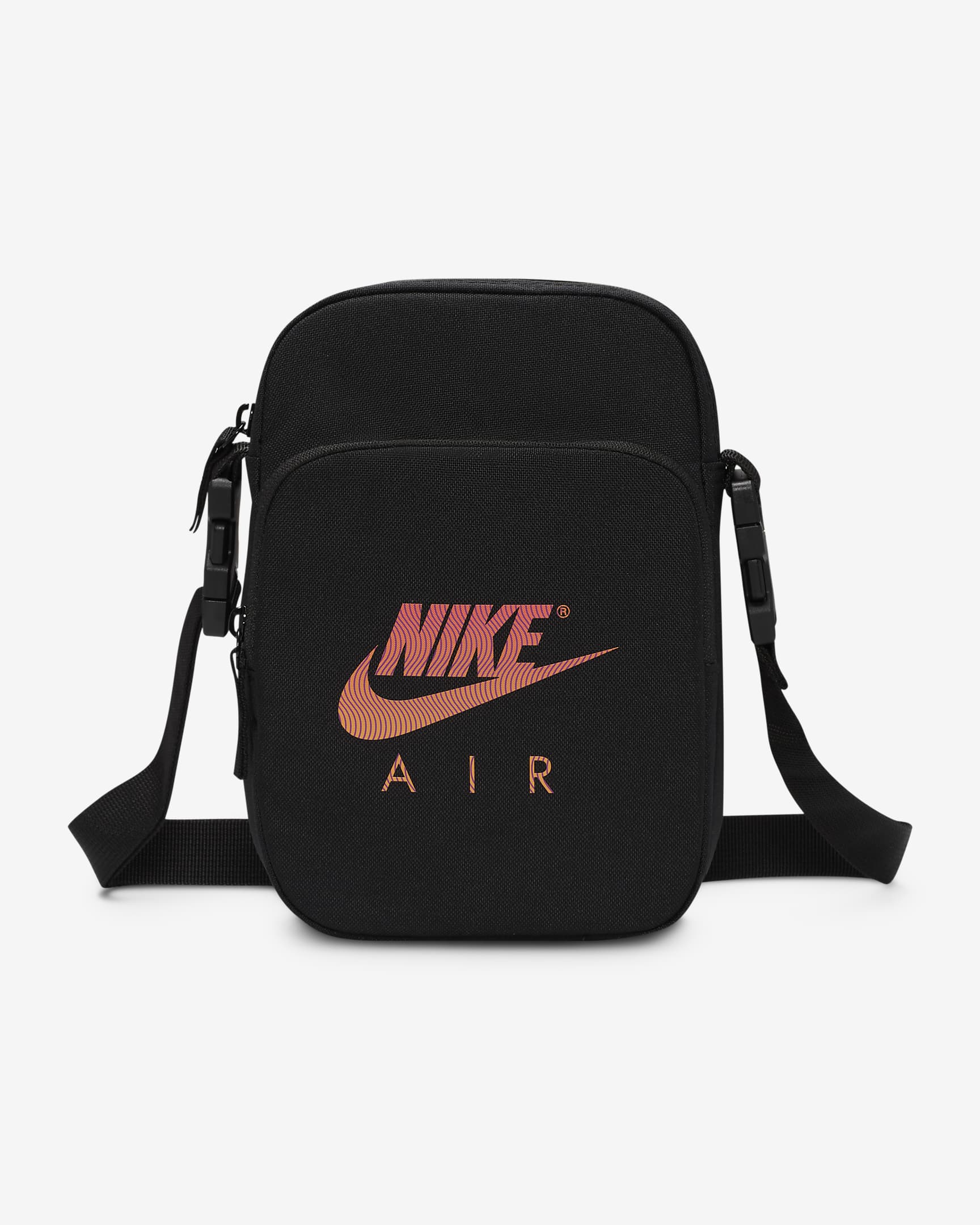 Bolsa bandolera Nike Heritage (3L) - Negro/Negro/Mandarina brillante