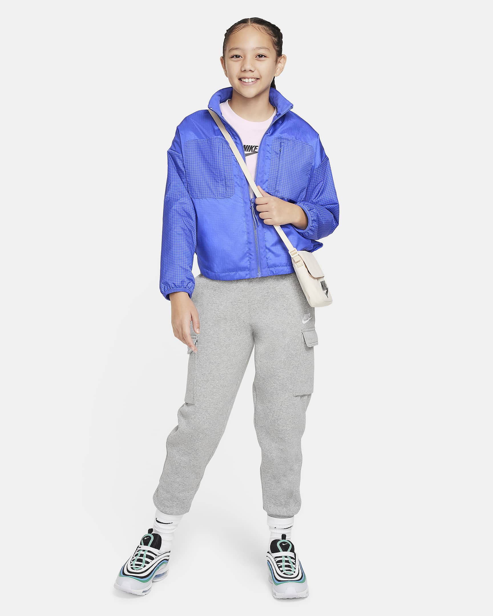 Nike Sportswear Therma-FIT Repel Big Kids' (Girls') Shirt-Jacket - Blue Joy/Blue Joy/Sea Glass