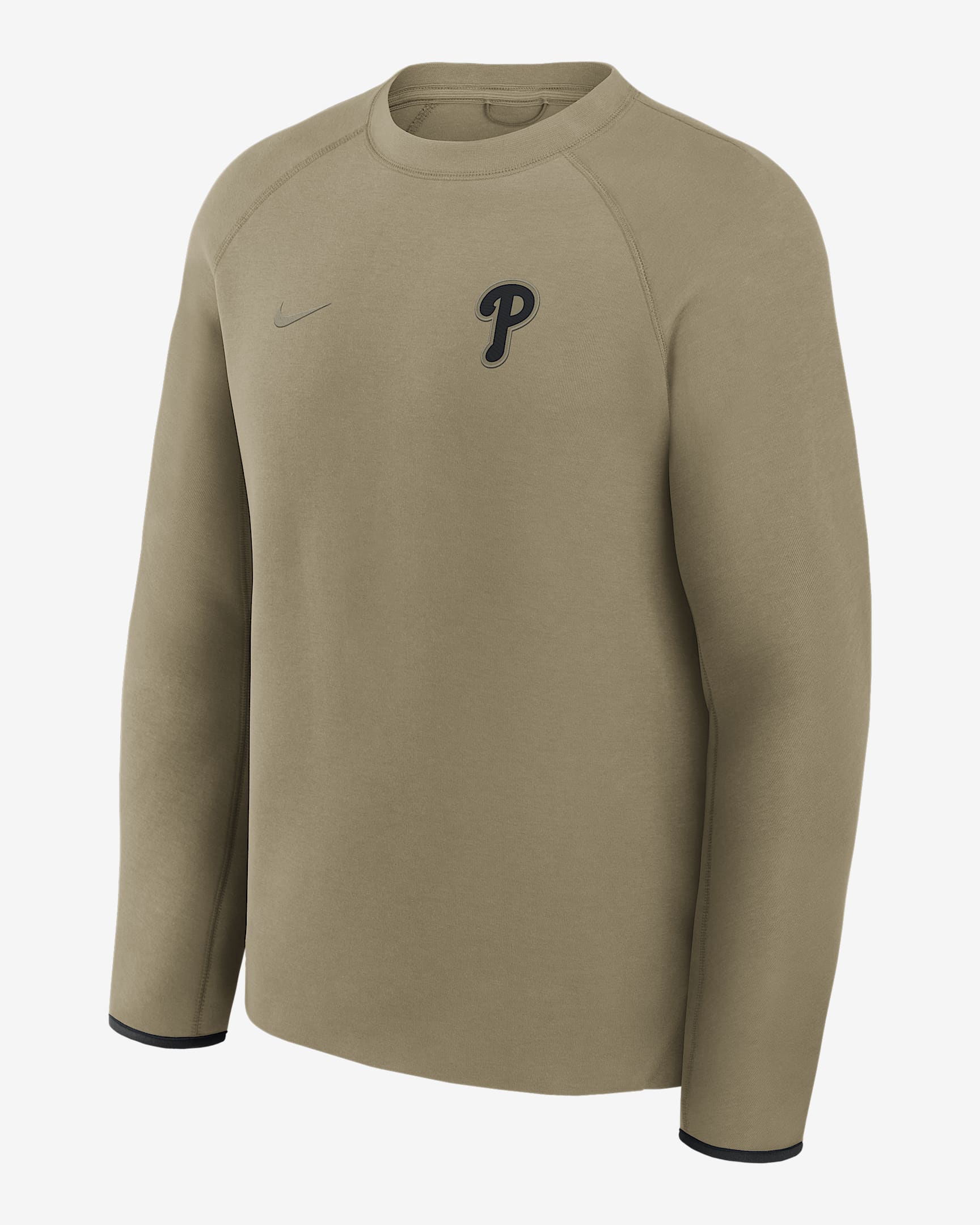 Philadelphia Phillies Tech Fleece Men's Nike MLB Pullover Crew - Neutral Olive