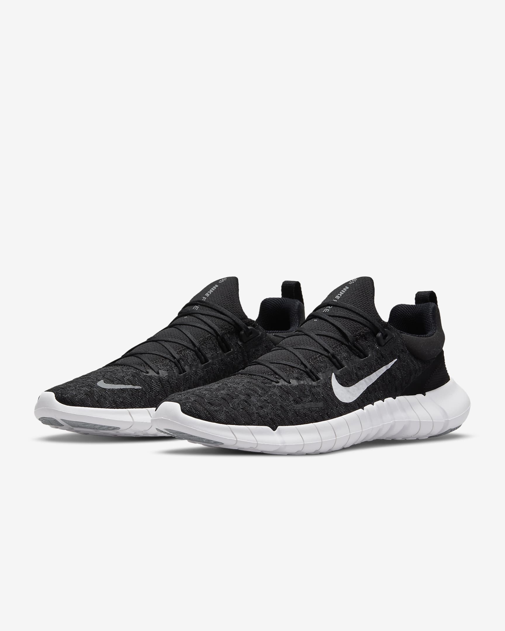 Nike Free Run 5.0 Men's Road Running Shoes - Black/Dark Smoke Grey/White