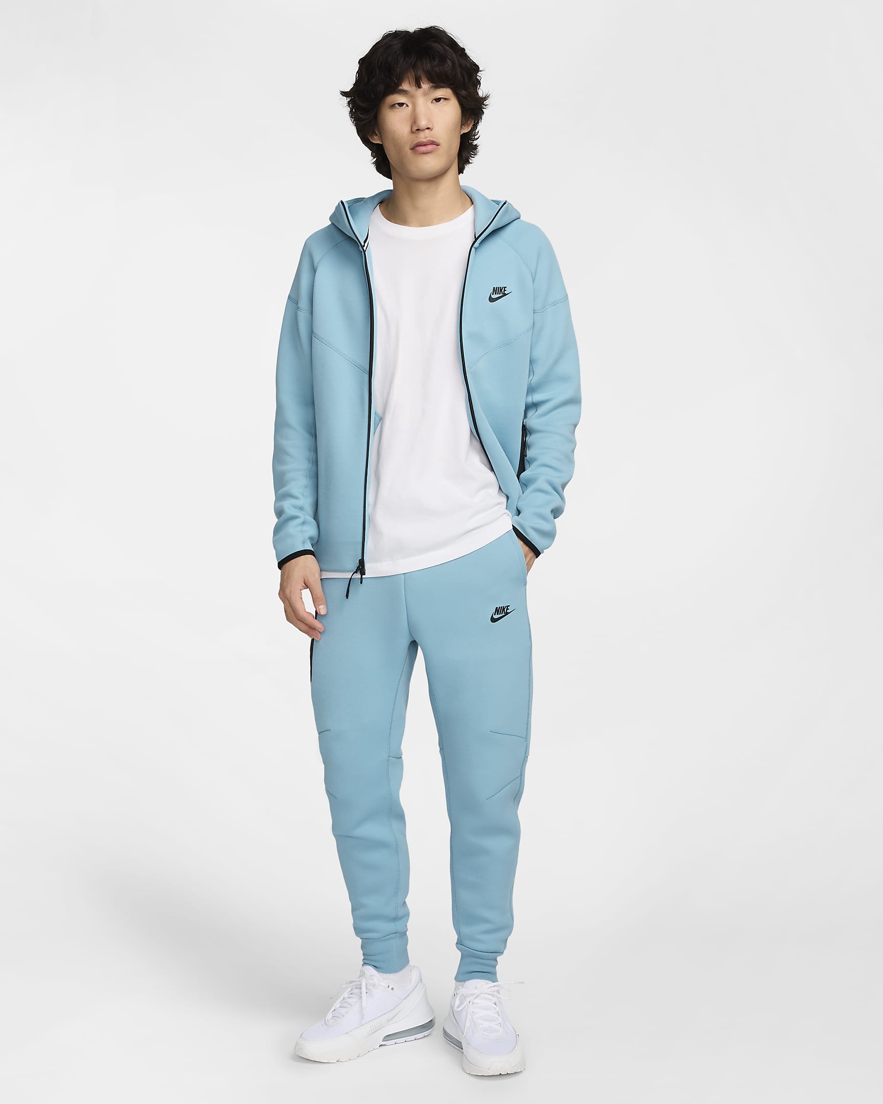 Nike Sportswear Tech Fleece Windrunner Men's Full-Zip Hoodie - Denim Turquoise/Black