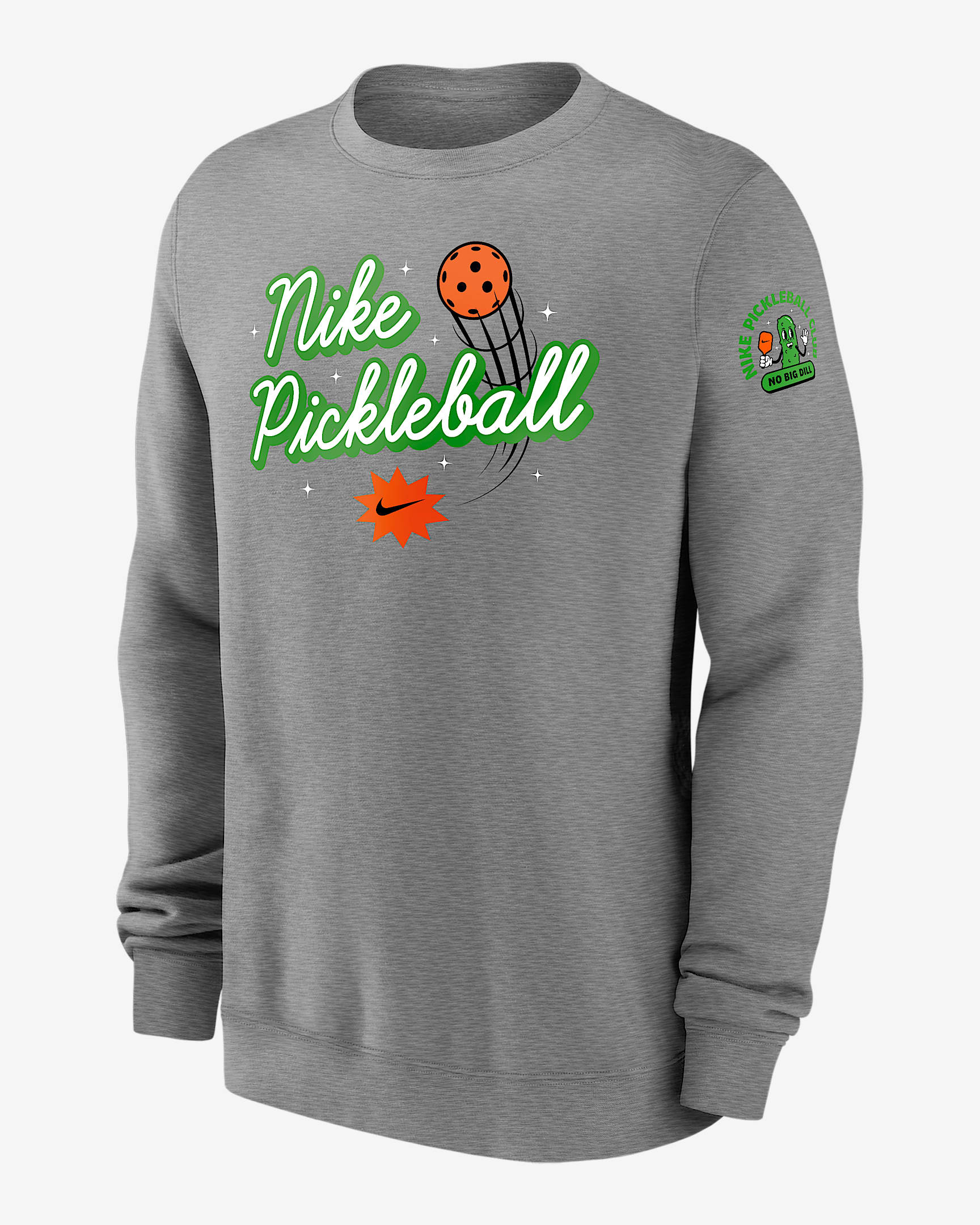 Nike Club Fleece Men's Pickleball Crew-Neck Sweatshirt - Dark Grey Heather