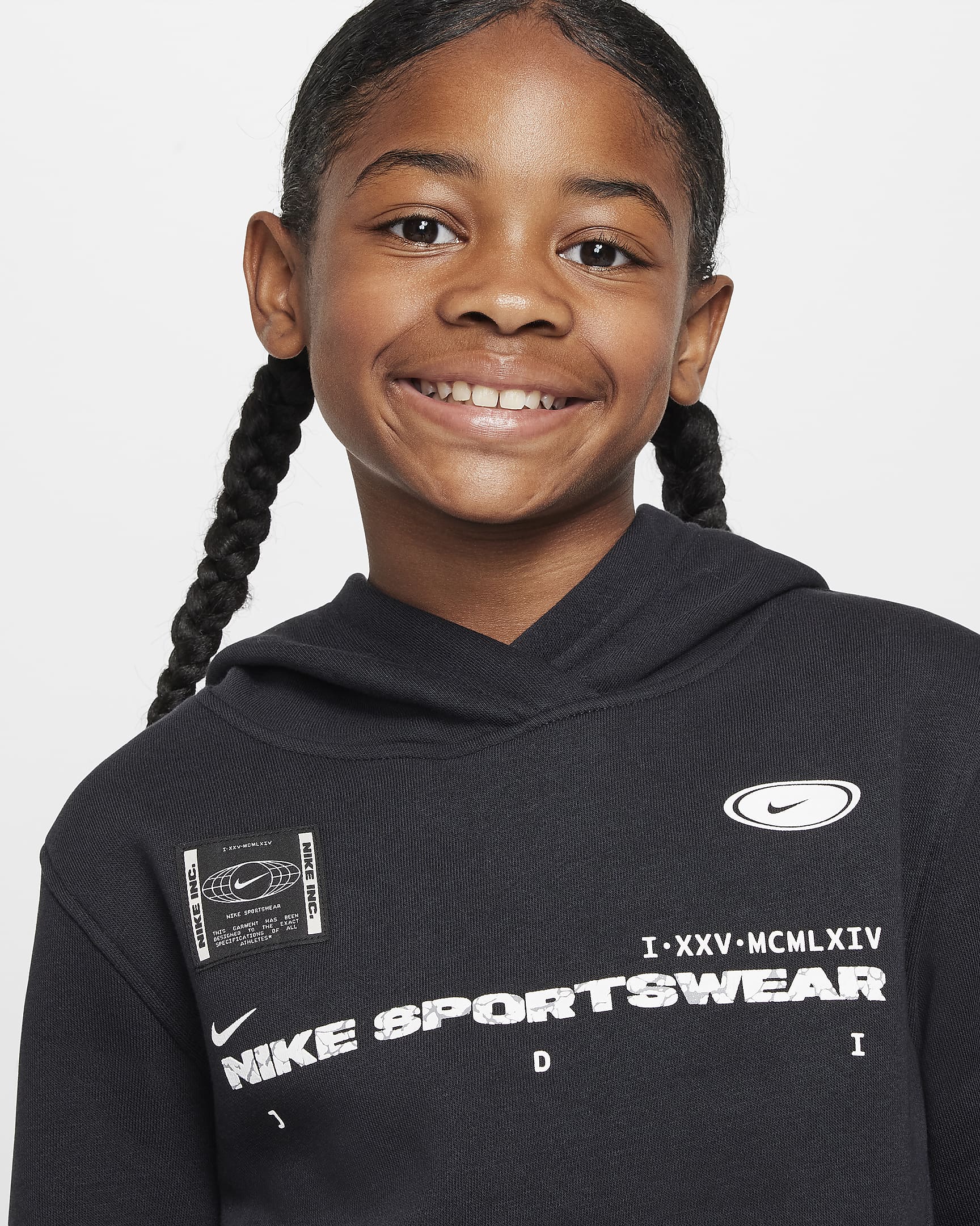 Nike Sportswear Club Fleece Big Kids' Pullover Hoodie - Black/White