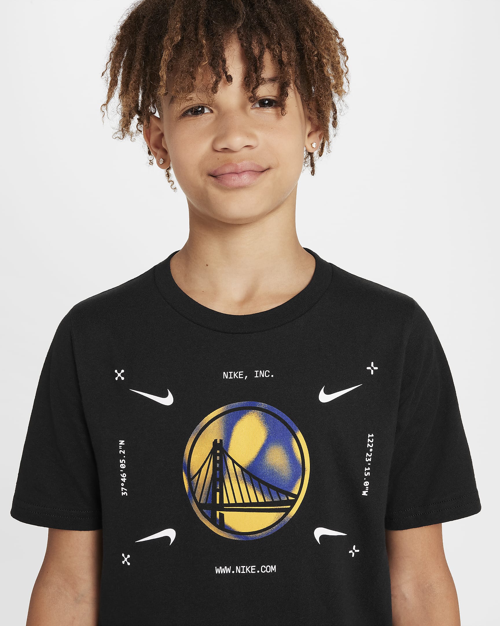 Golden State Warriors Nike NBA-Logo-T-Shirt für ältere Kinder (Jungen) - Schwarz