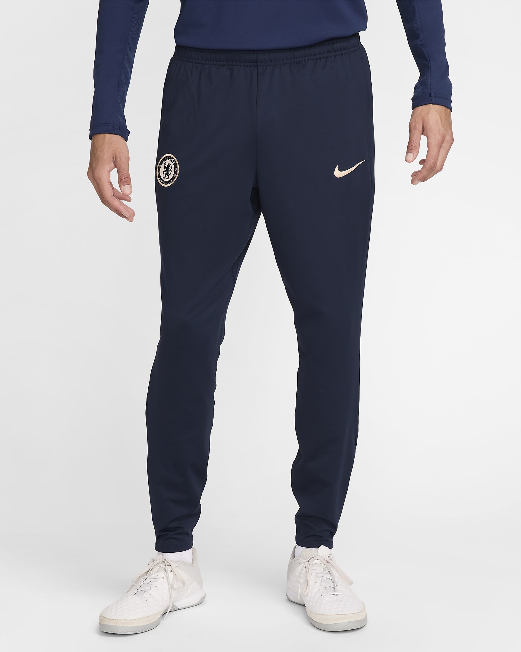 Chelsea F.C. Strike Men's Nike Dri-FIT Football Knit Pants - Obsidian/Light Photo Blue/Guava Ice