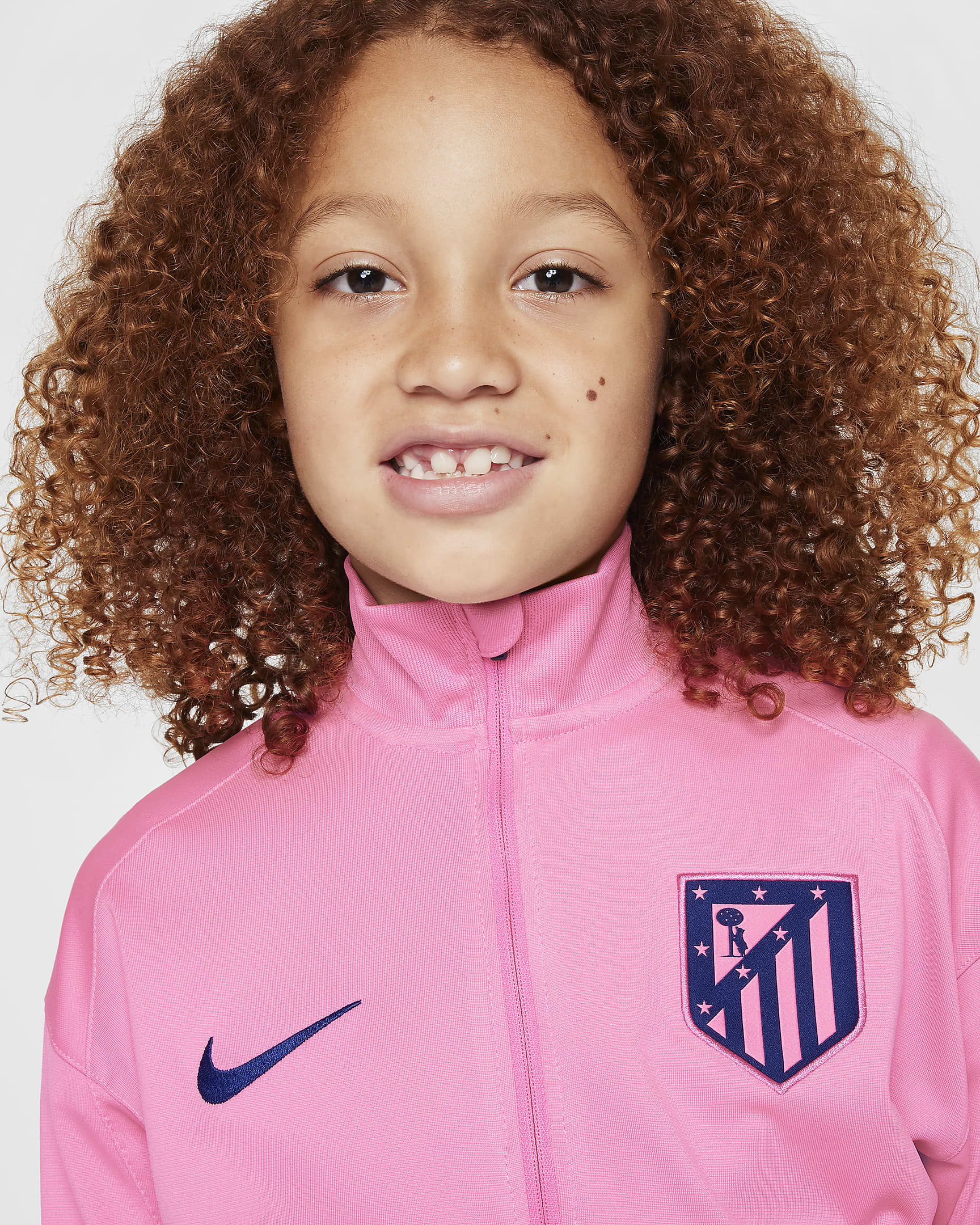 Atlético Madrid Strike Third Older Kids' Nike Dri-FIT Football Knit Tracksuit - Pink Glow/Blue Void/Blue Void