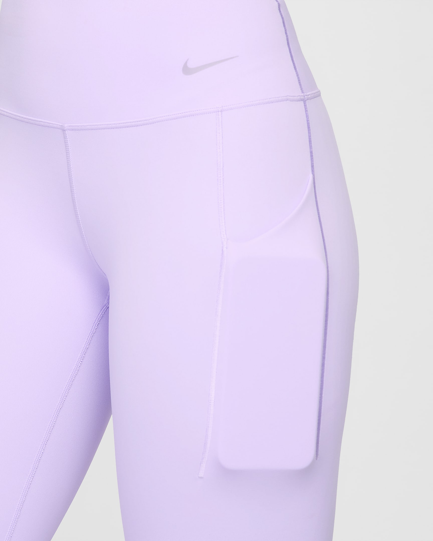 Nike Universa Women's Medium-Support Mid-Rise Full-Length Leggings with Pockets - Lilac Bloom/Black