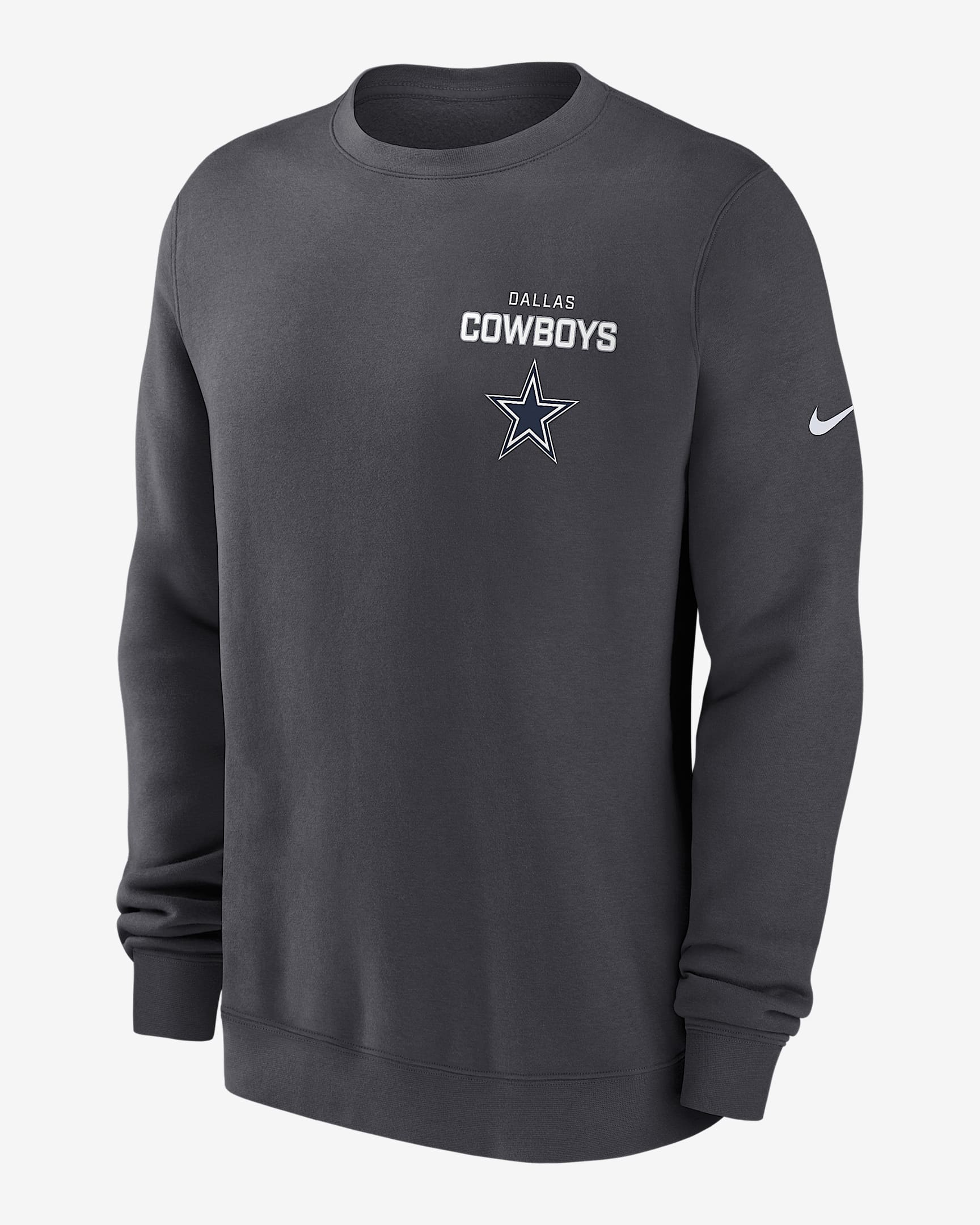 Dallas Cowboys Draw Block Club Men's Nike NFL Pullover Crew - Anthracite