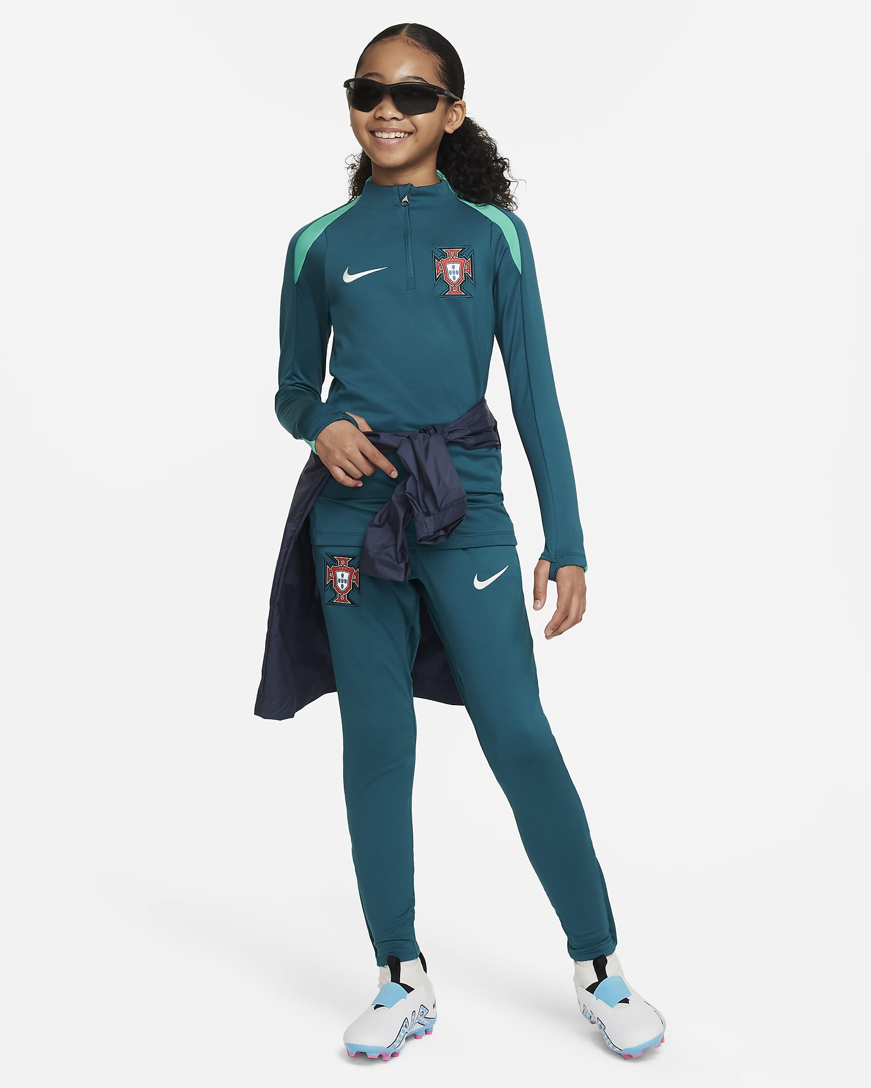 Portugal Strike Older Kids' Nike Dri-FIT Football Knit Pants - Geode Teal/Kinetic Green/Sail