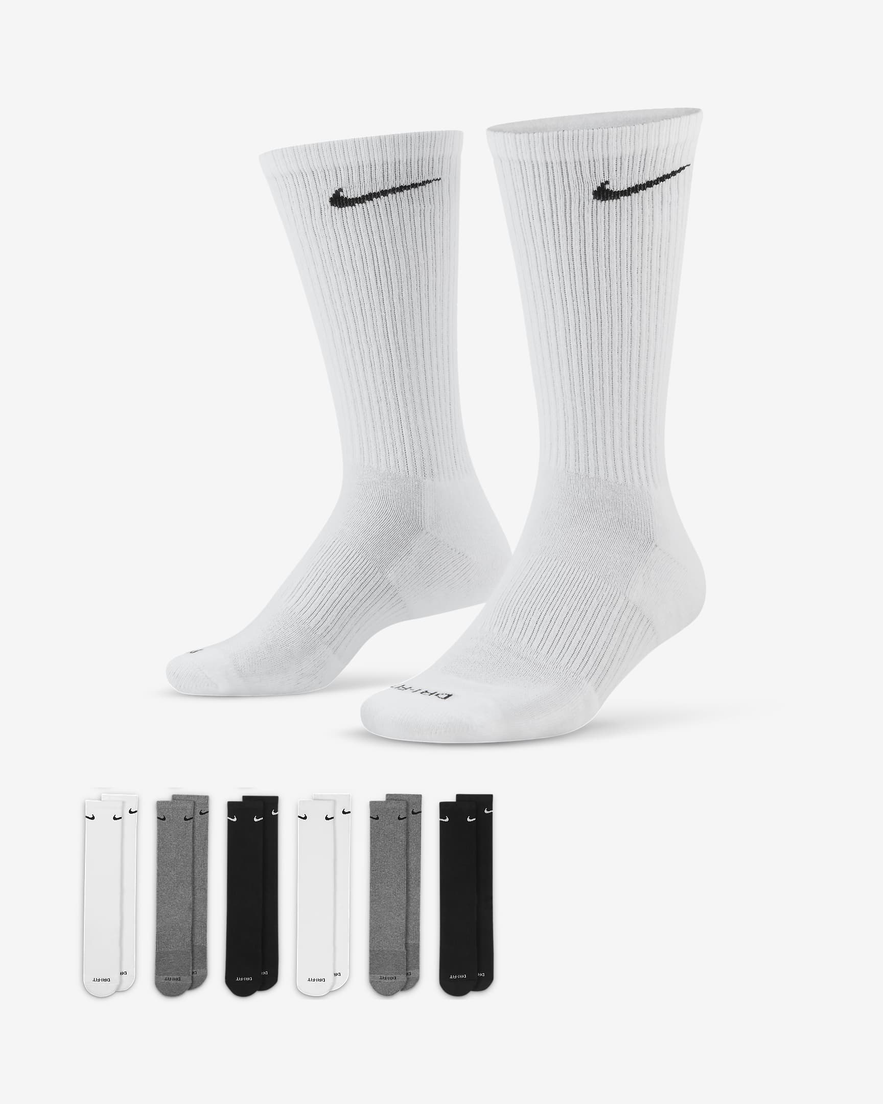 Nike Everyday Plus Cushioned Calcetines largos de entrenamiento (6 pares) - Multicolor