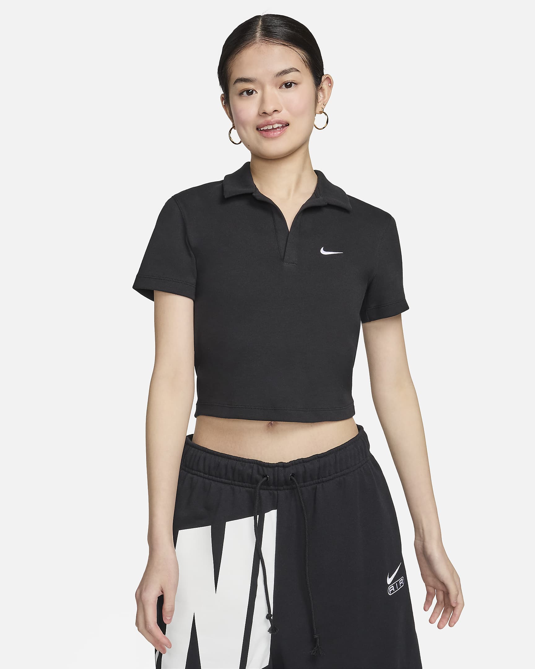 Nike Sportswear Essential 女款短袖有領衫 - 黑色/白色