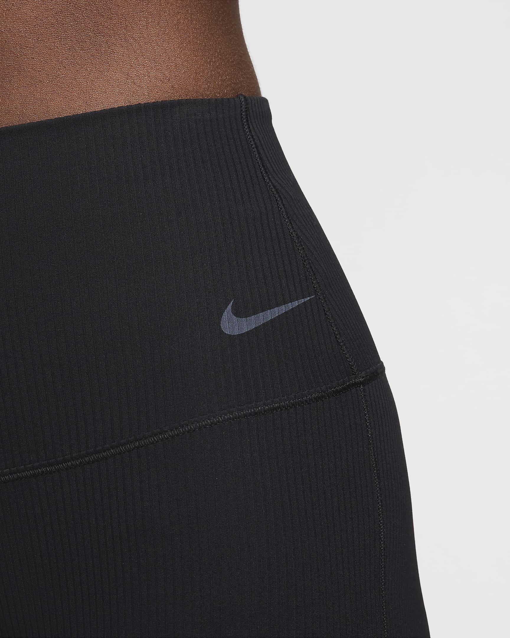 Legging évasé taille haute à maintien léger et coupe longue Nike Zenvy Rib pour femme - Noir/Noir