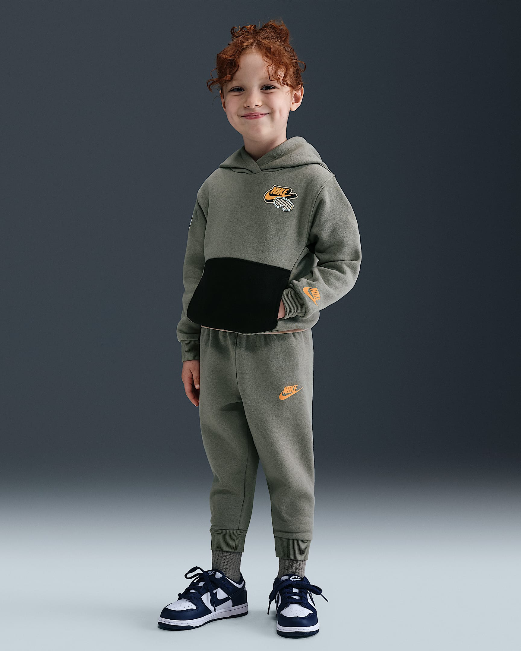 Nike Toddler Fleece Pullover Hoodie and Joggers Set - Light Army
