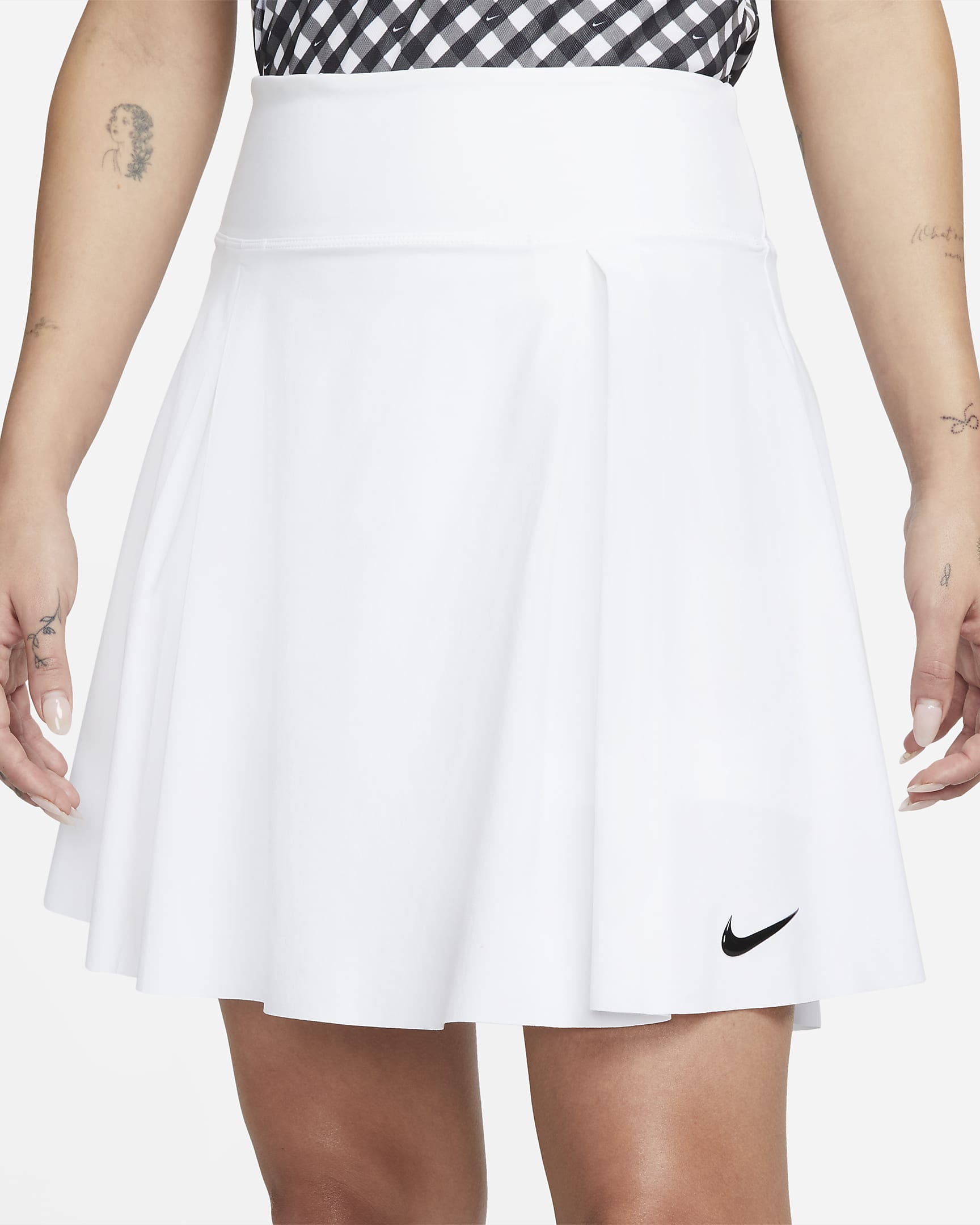 Saia de golfe comprida Nike Dri-FIT Advantage para mulher - Branco/Preto