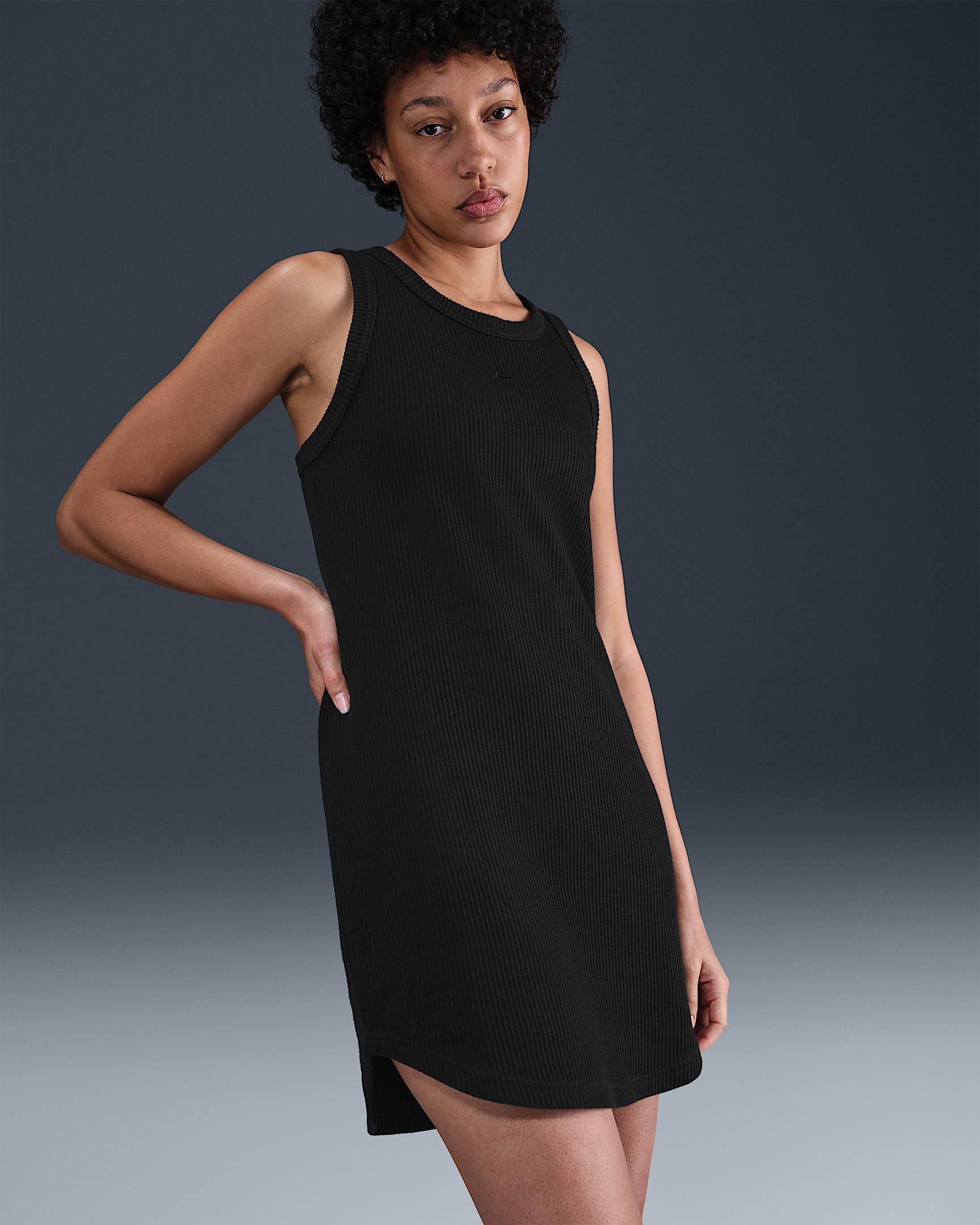 Vestido de tirantes con diseño tipo waffle para mujer Nike Sportswear Chill Knit - Negro/Negro