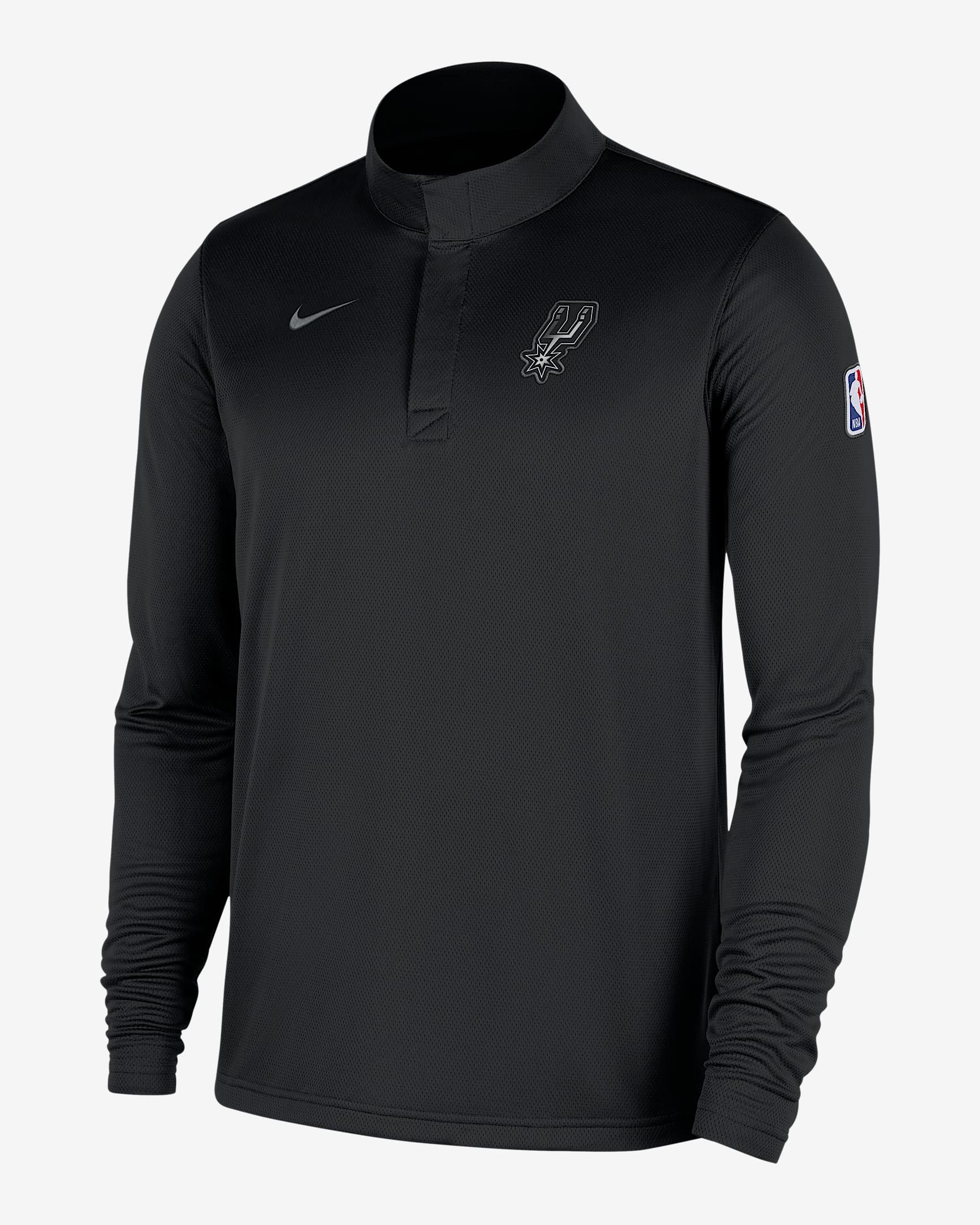 San Antonio Spurs Men's Nike Dri-FIT NBA 1/4-Zip Long-Sleeve Top - Black/Smoke Grey