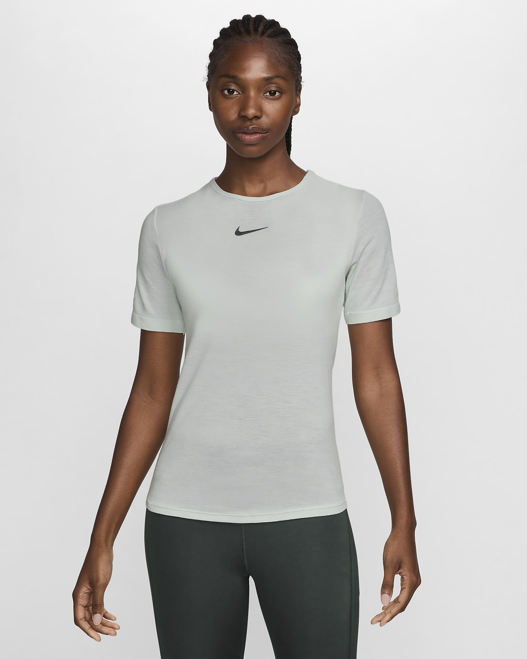 Kortærmet Nike Swift Wool Dri-FIT-løbetop til kvinder - Barely Green