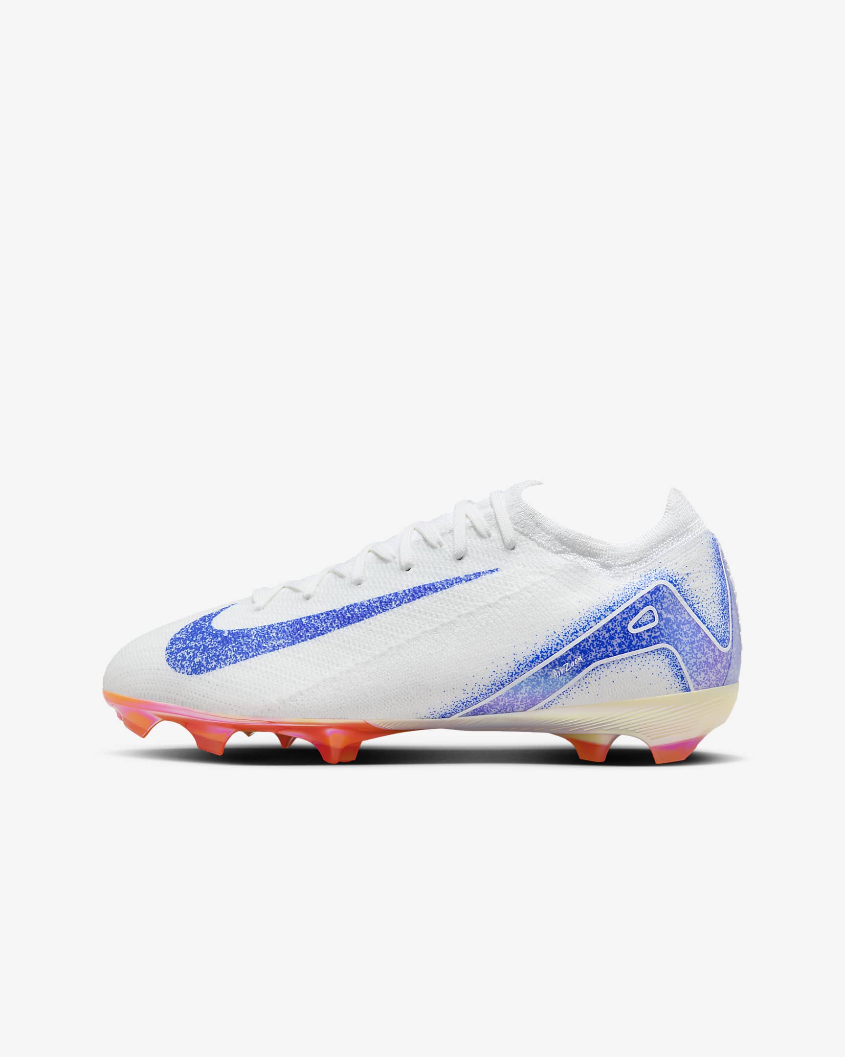 Tacos de fútbol de corte low para terrenos firmes para niños de preescolar y grandes Nike Jr. Mercurial Vapor 16 Pro Blueprint - Blanco/Azul carrera