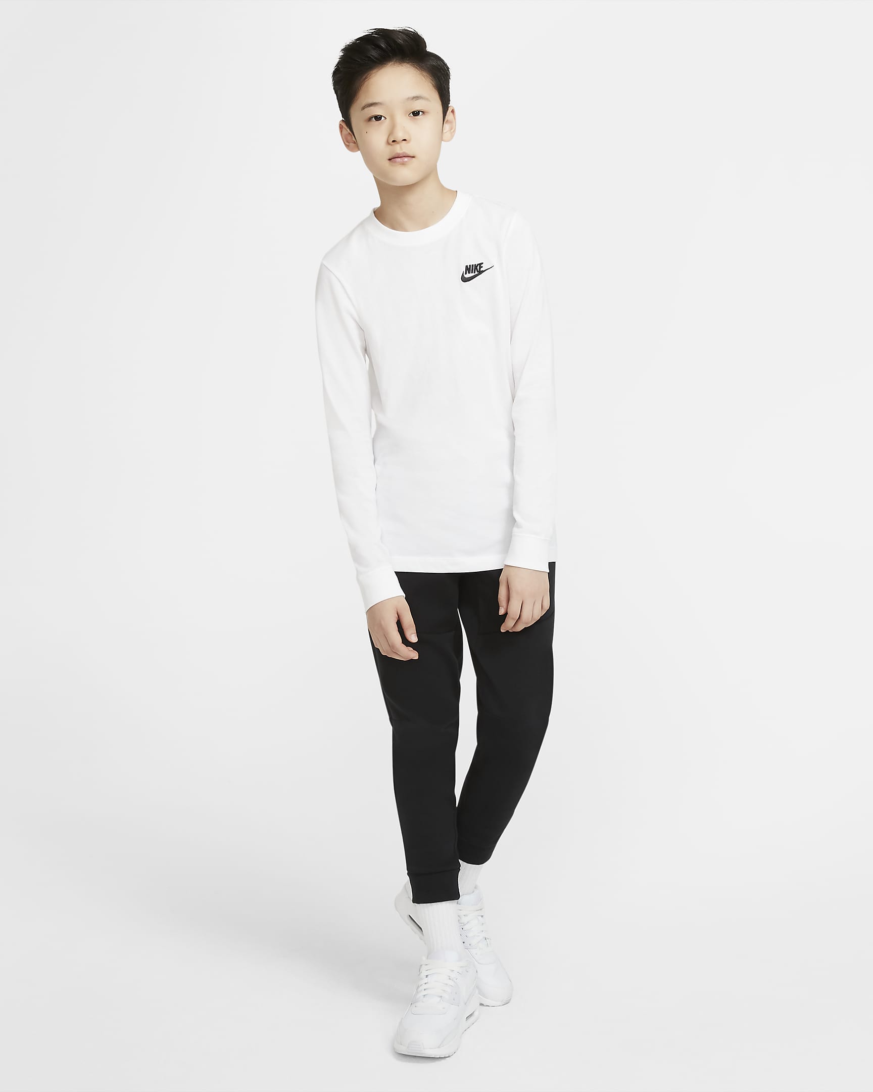 Nike Sportswear Big Kids' (Boys') Long-Sleeve T-Shirt - White/Black