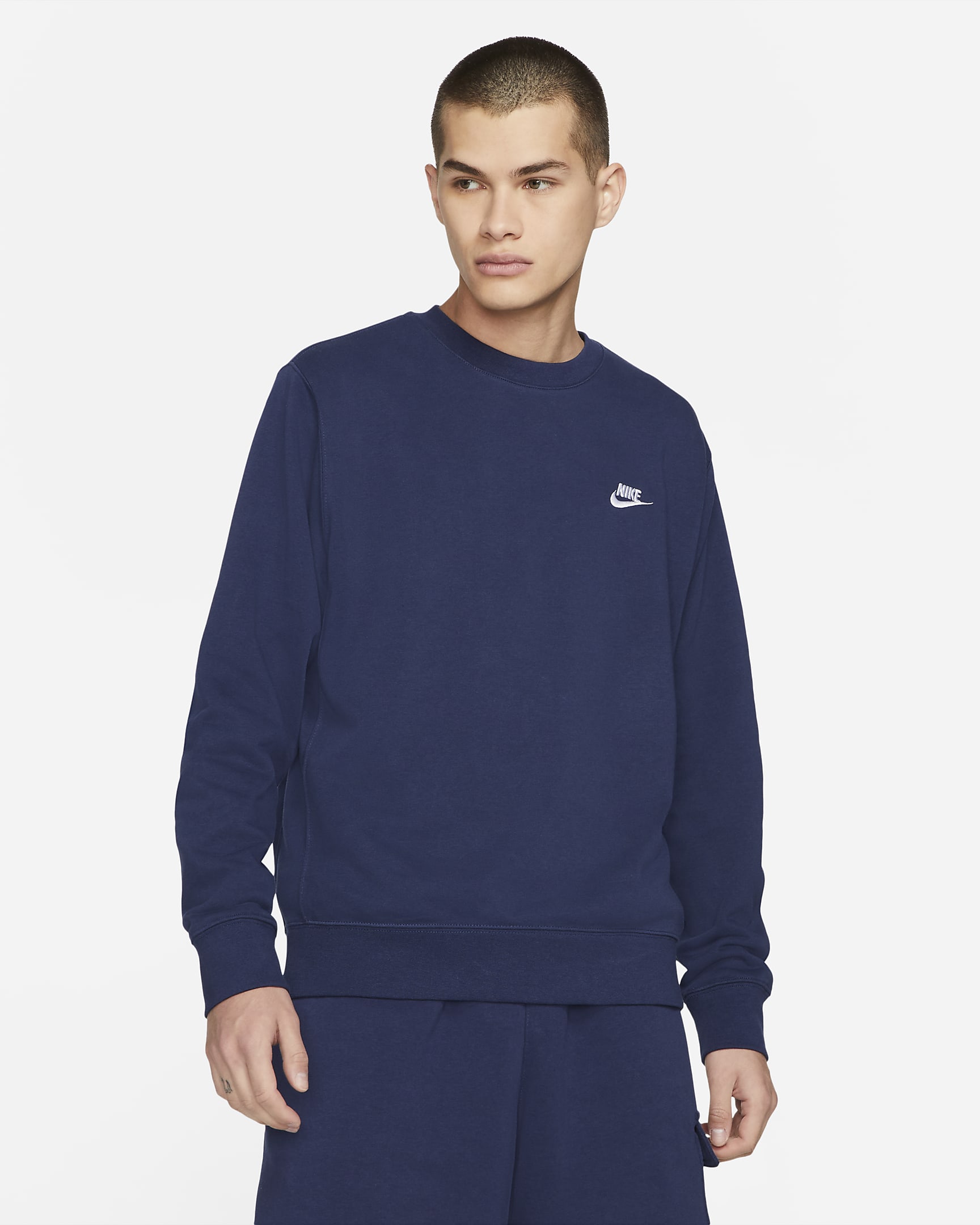 Nike Sportswear Club frottégenser til herre - Midnight Navy/Hvit