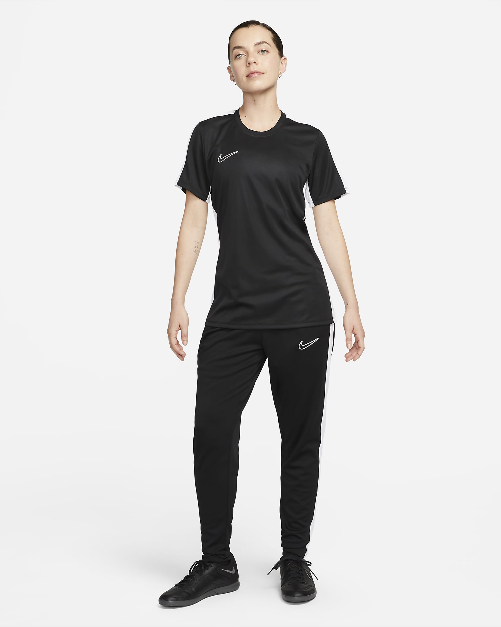 Damka koszulka piłkarska z krótkim rękawem Nike Dri-FIT Academy - Czerń/Biel/Biel