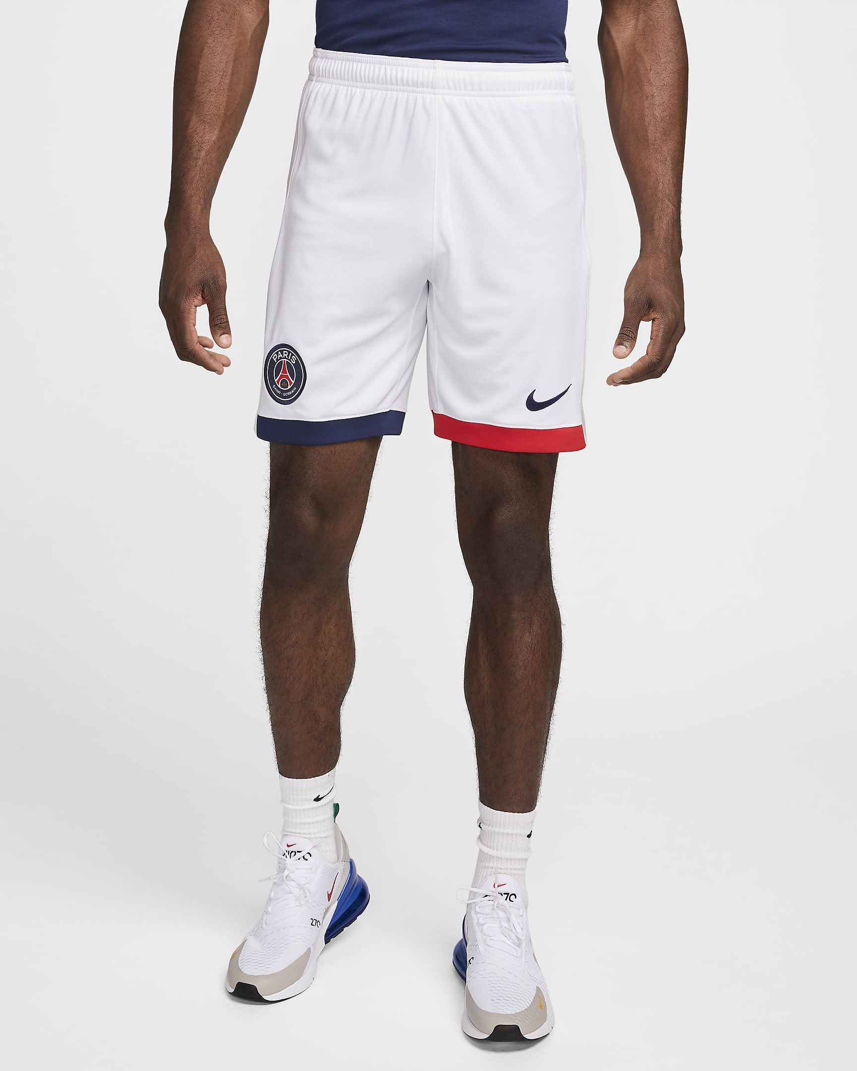 Short de foot Replica Nike Dri-FIT Paris Saint-Germain 2024/2025 Stadium Extérieur pour homme - Blanc/University Red/Midnight Navy/Midnight Navy