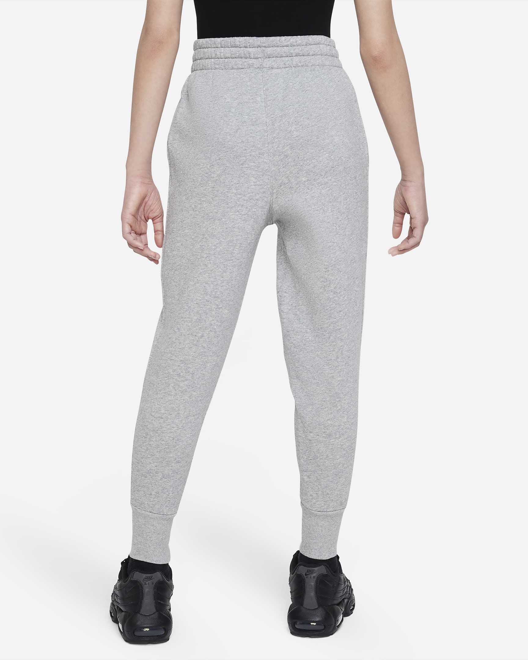 Pants ajustados de cintura alta para niñas talla grande Nike Sportswear Club Fleece - Gris oscuro jaspeado/Gris básico/Blanco