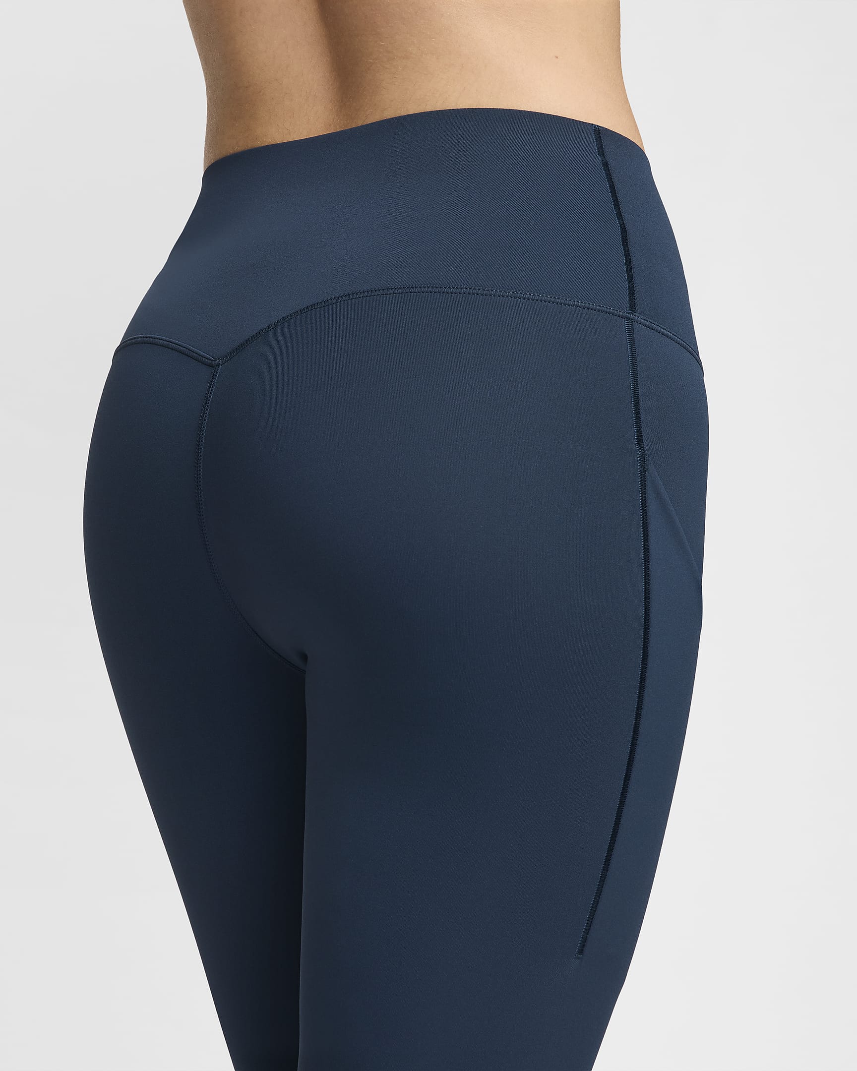 Nike Universa Women's Medium-Support High-Waisted 7/8 Leggings with Pockets - Armory Navy/Black